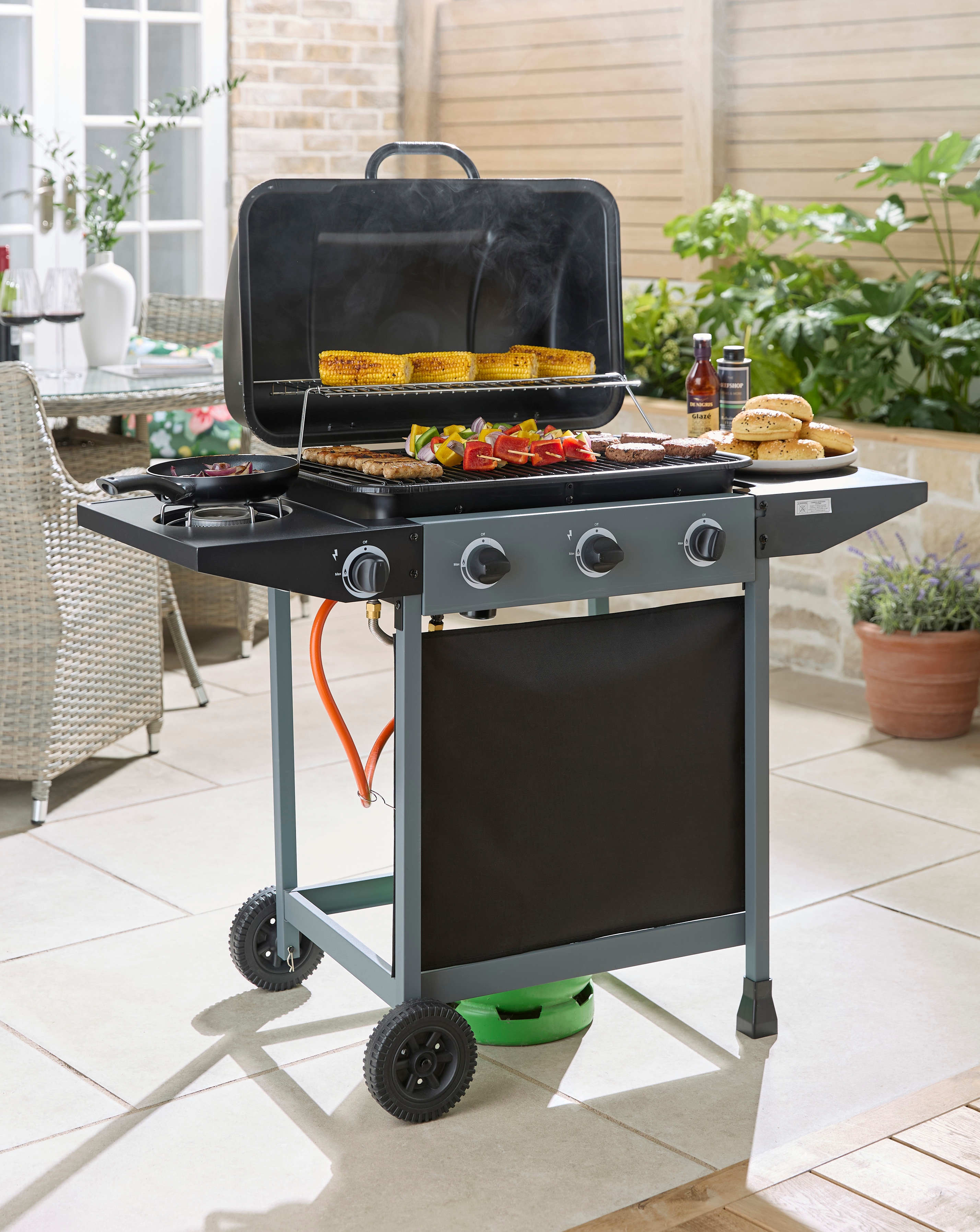 3 Burner Gas BBQ with Side