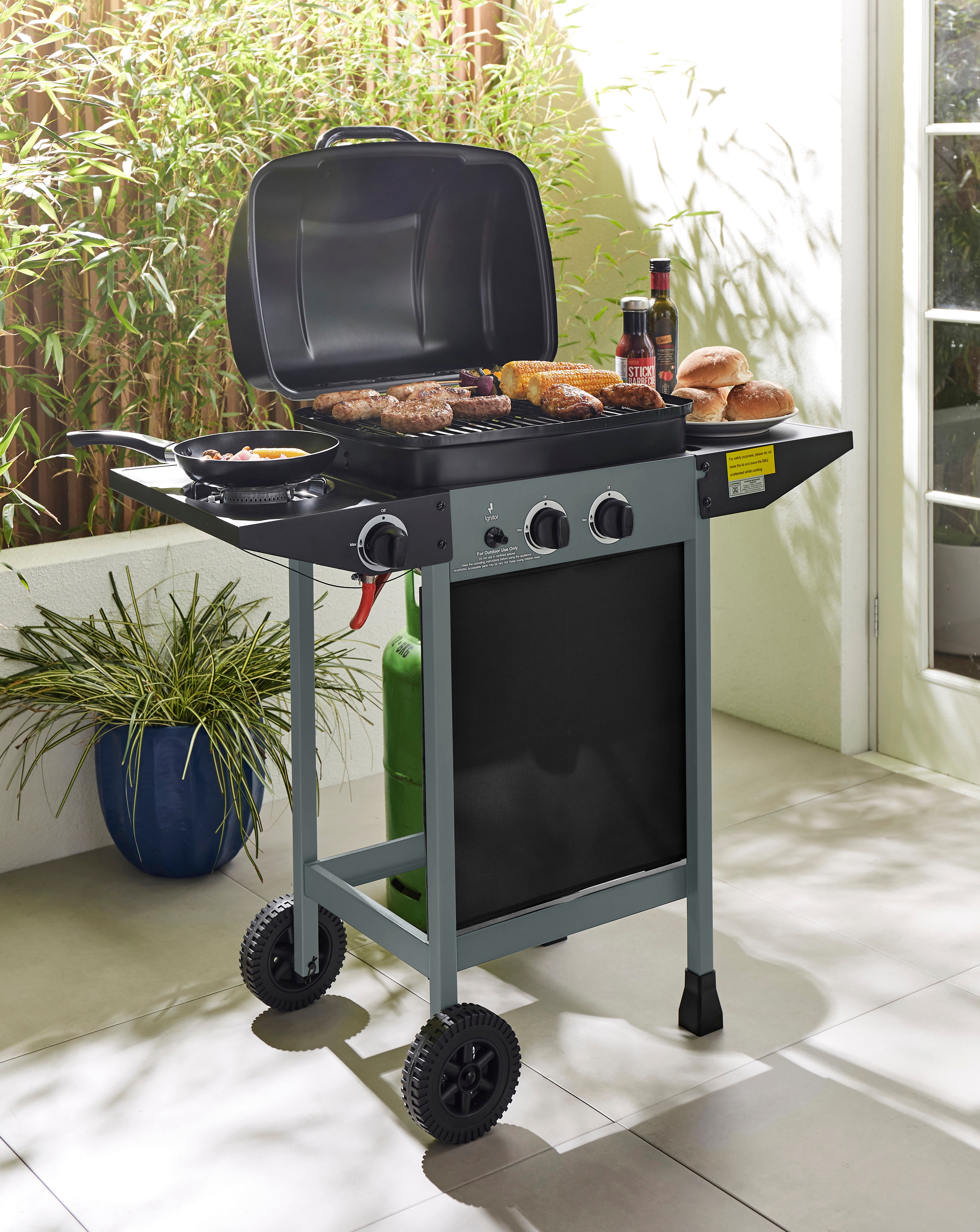 2 Burner Gas BBQ with Side
