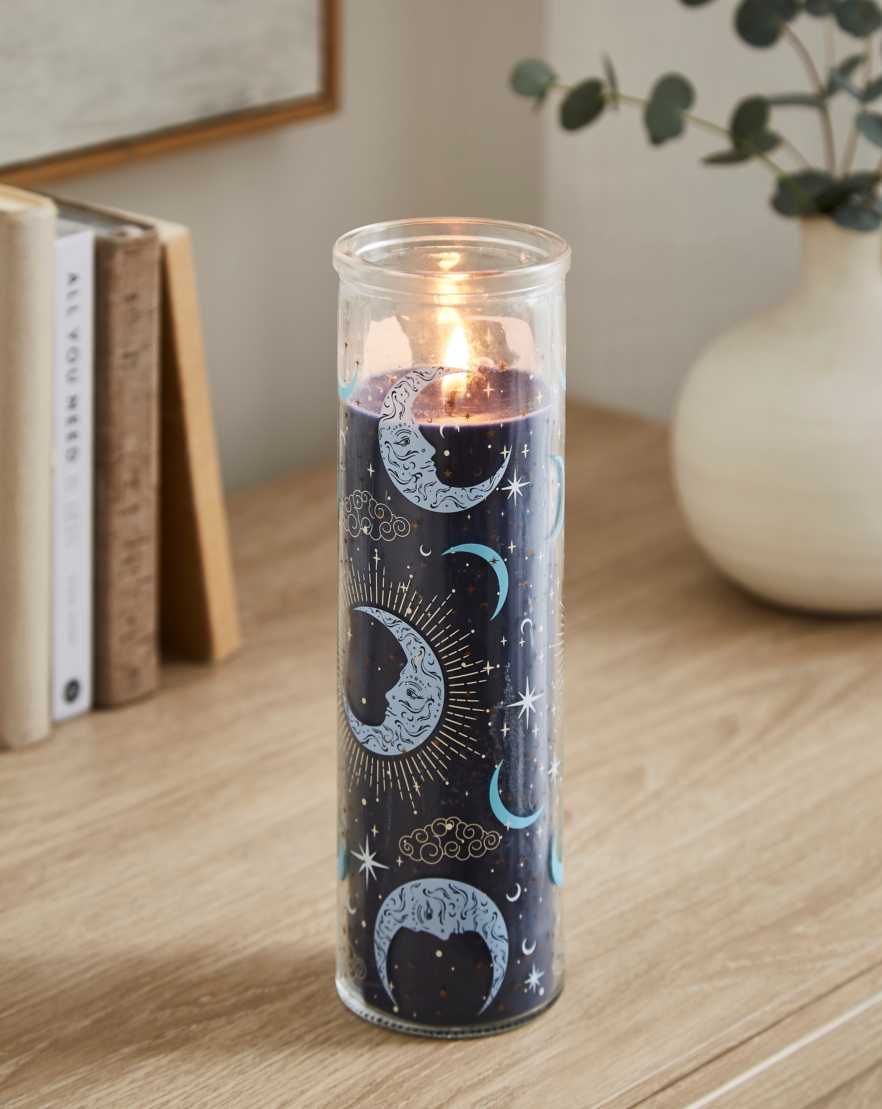 Blue Moon Phase Fig & Vanilla Scented Glass Tube Candle