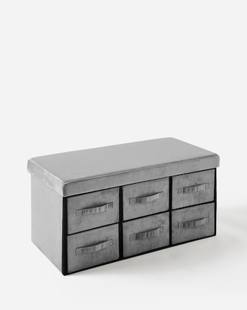 Foldable Velvet Drawer Ottoman