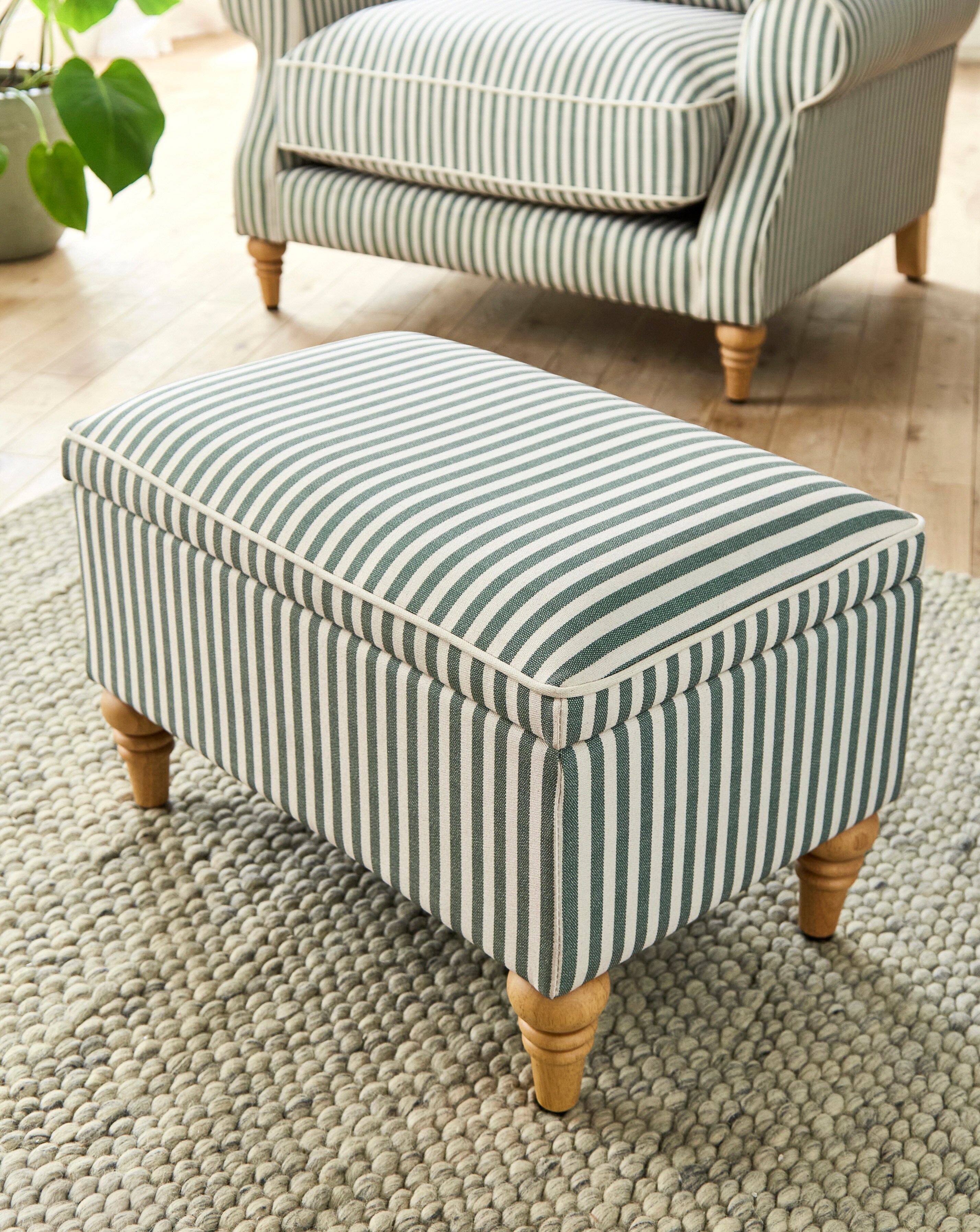 Naomi Stripe Storage Footstool