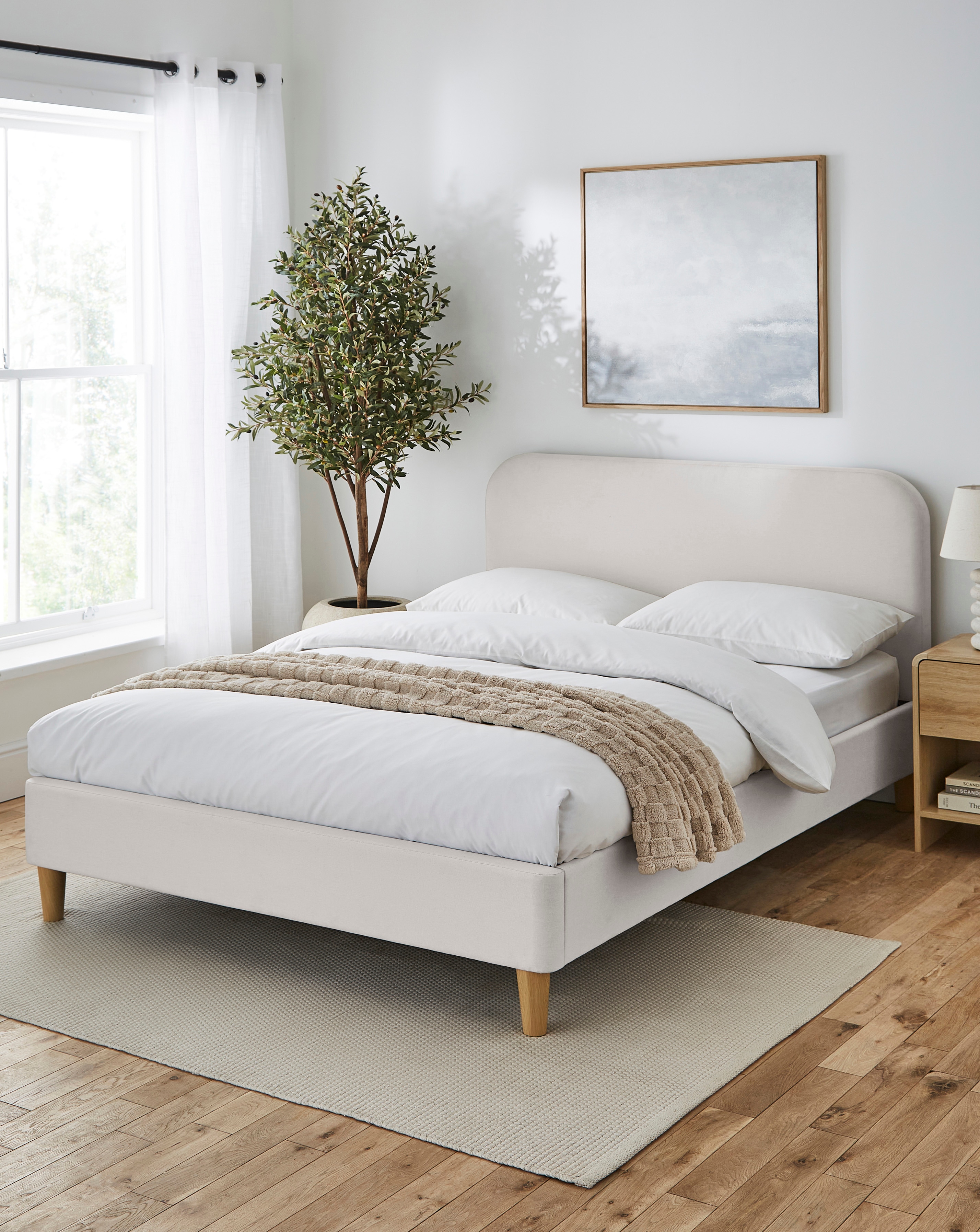 Emery Fabric Bed with 3 Layer Mattress