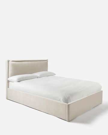 Naya Pillowback Fabric Ottoman Bed with 3 Layer Memory Foam Hybrid Mattress