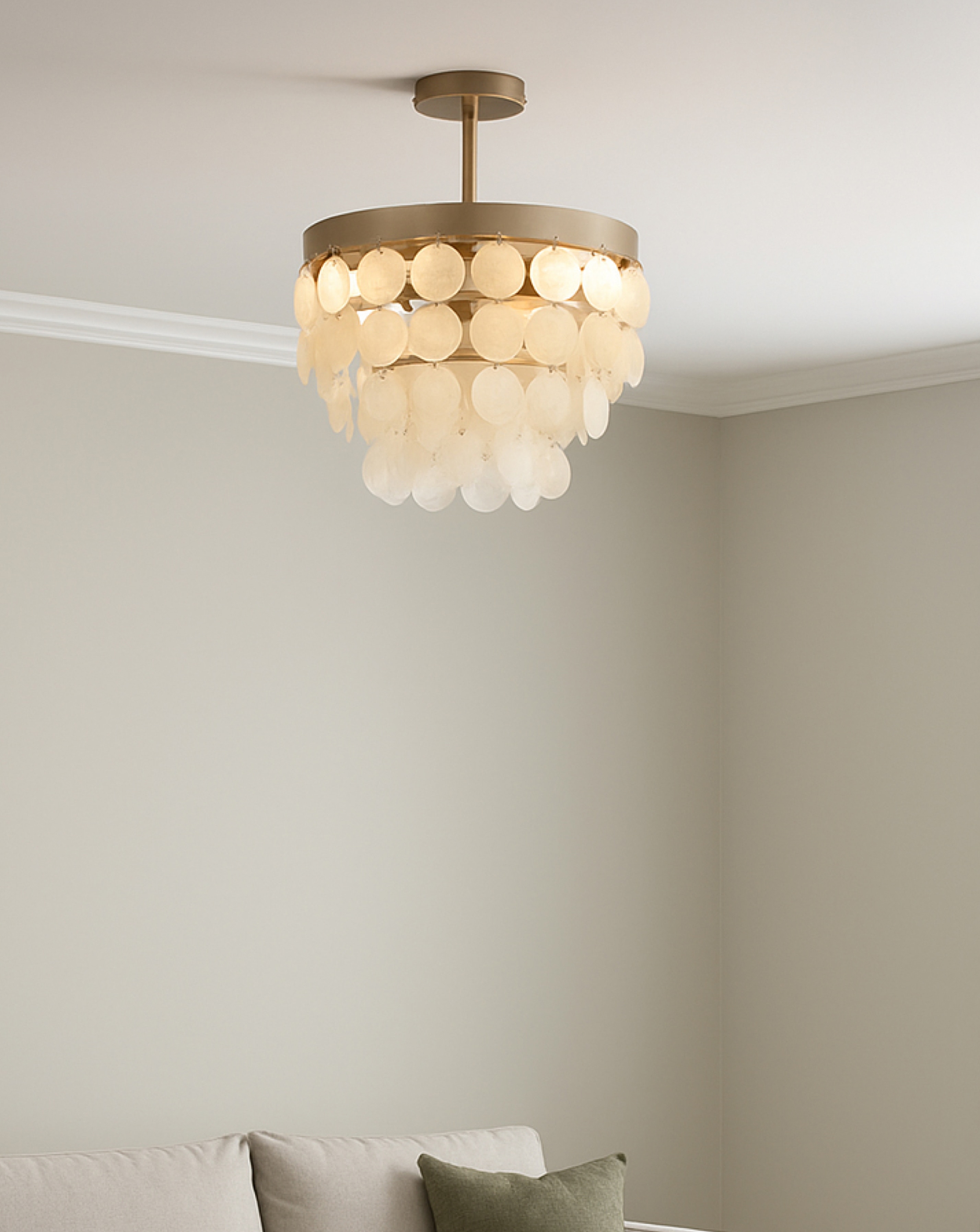 New In - Semi-Flush Shell Effect Chandelier