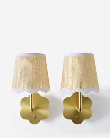Pair of Gold Flower Scallop Rechargeable Wall Lights