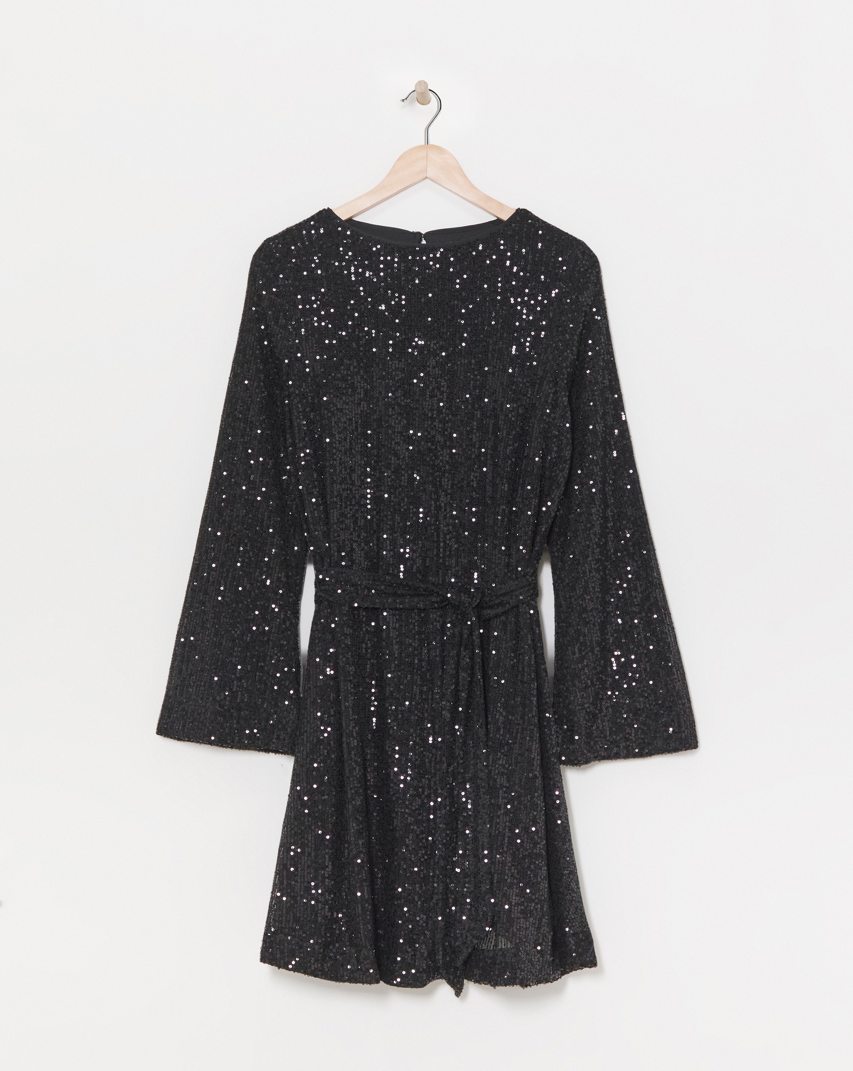 Black Sequin Skater Dress