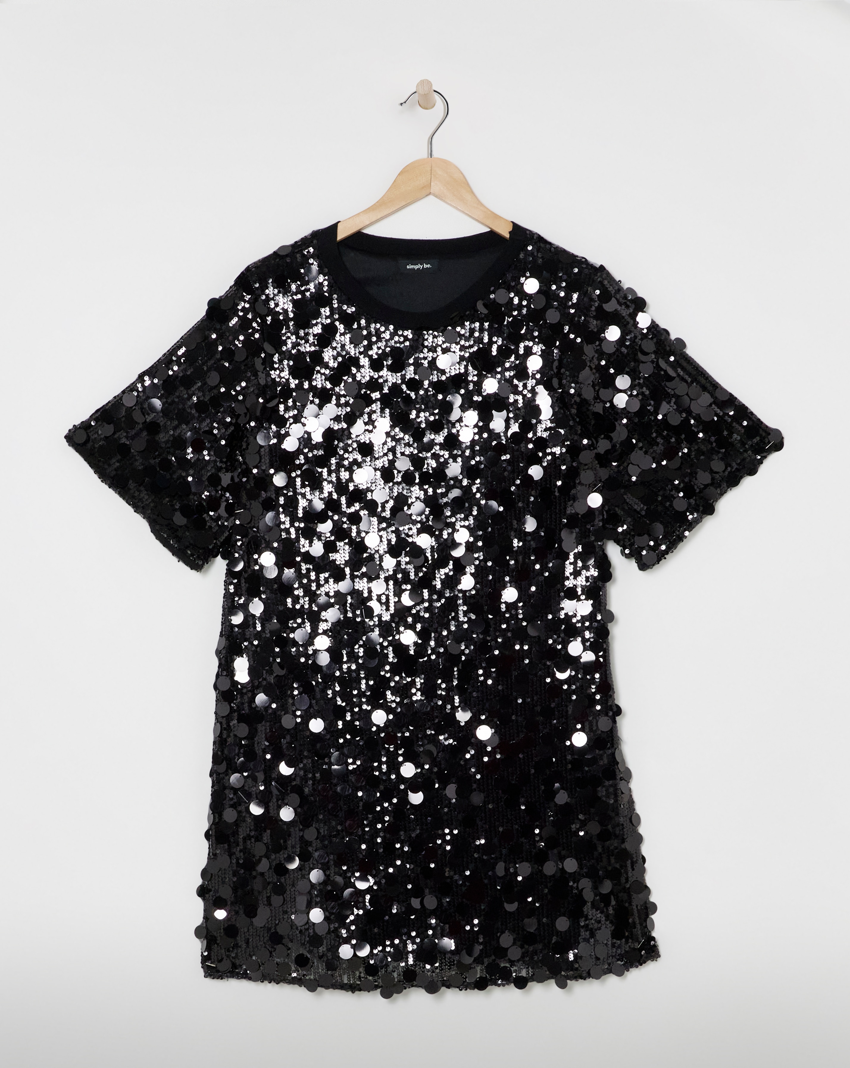 Black Sequin T-Shirt Dress