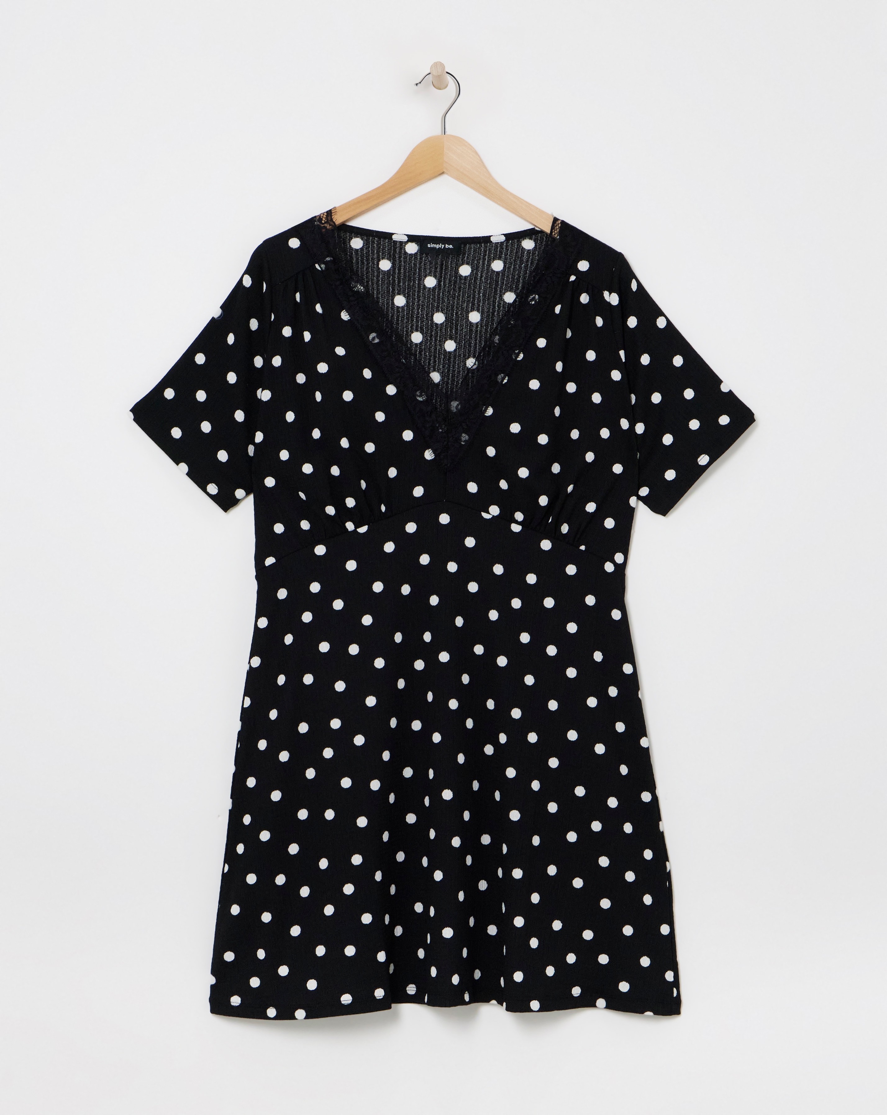 Waffle Lace Trim Skater Dress