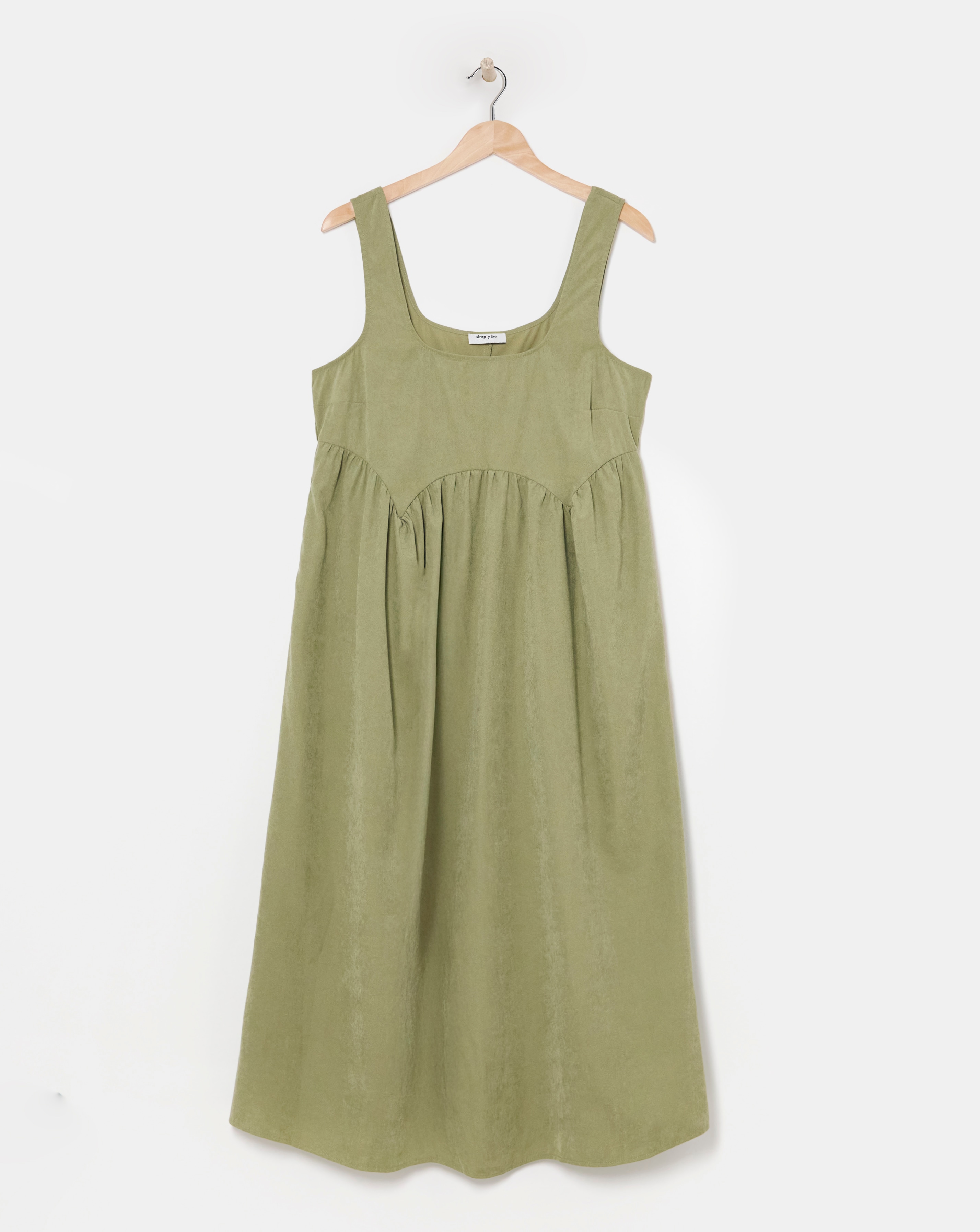 Khaki Apron Midi Dress