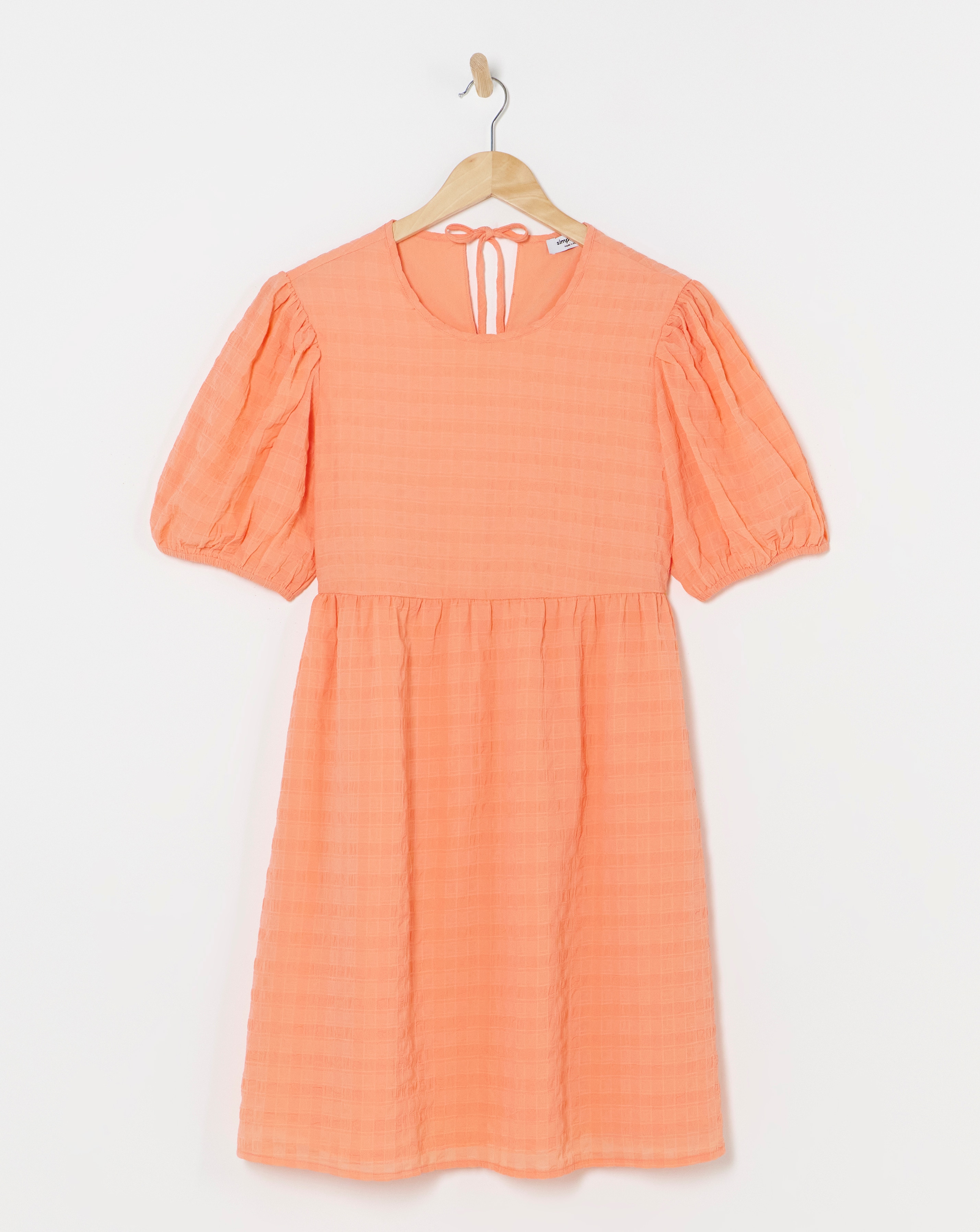 Check Bow Detail Smock Dress