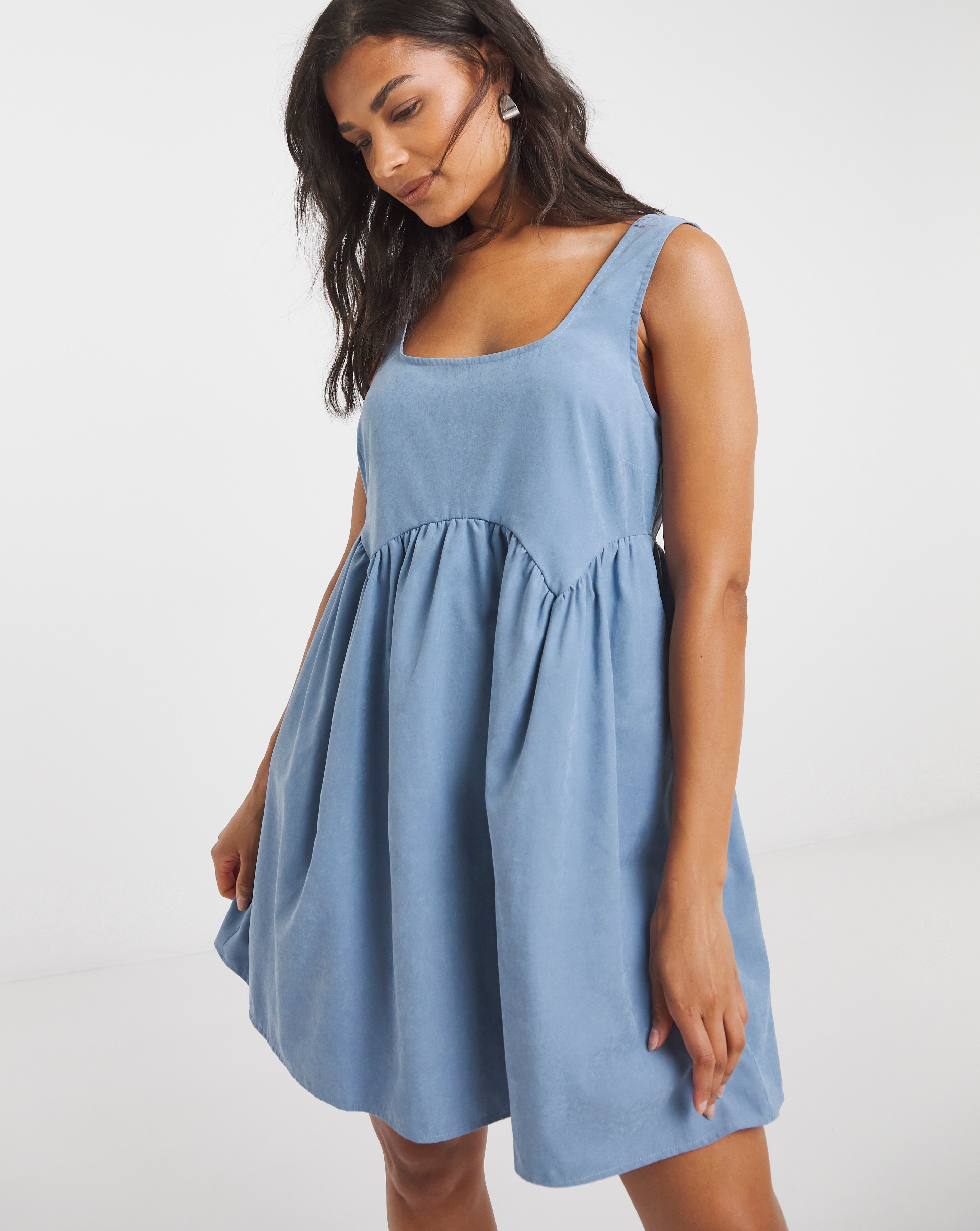 Simply Be Blue Apron Smock Dress