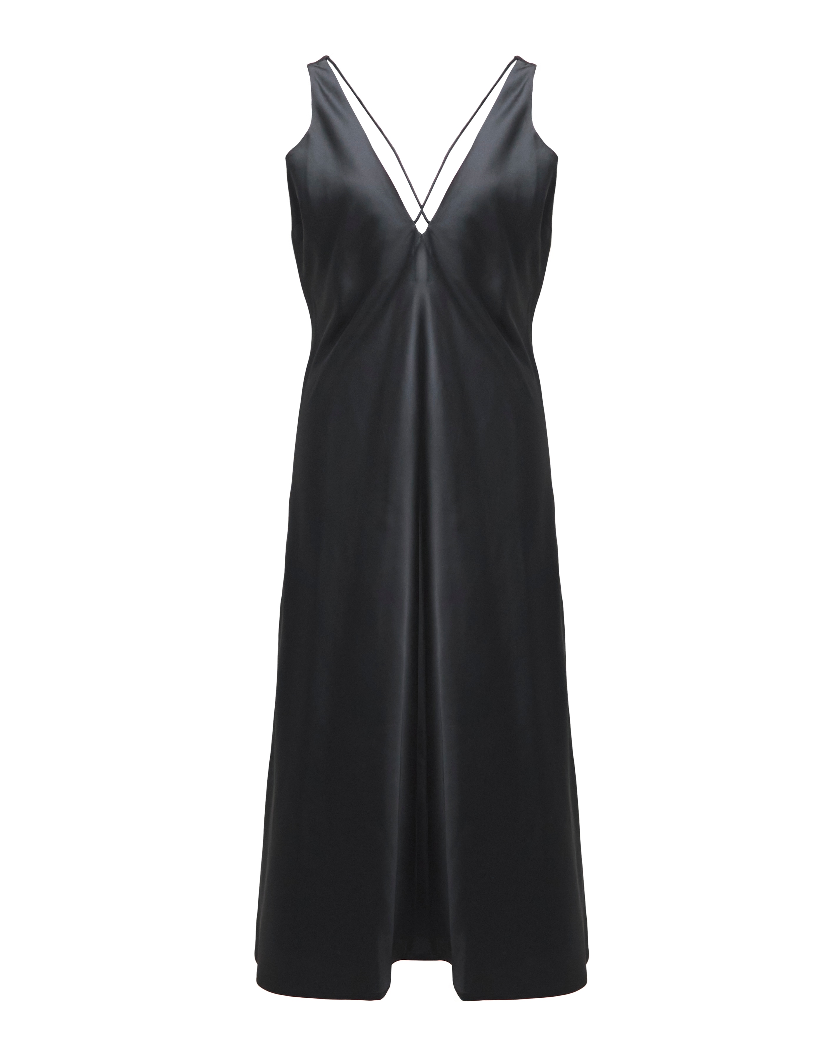 Black Criss Cross Satin Slip Dress