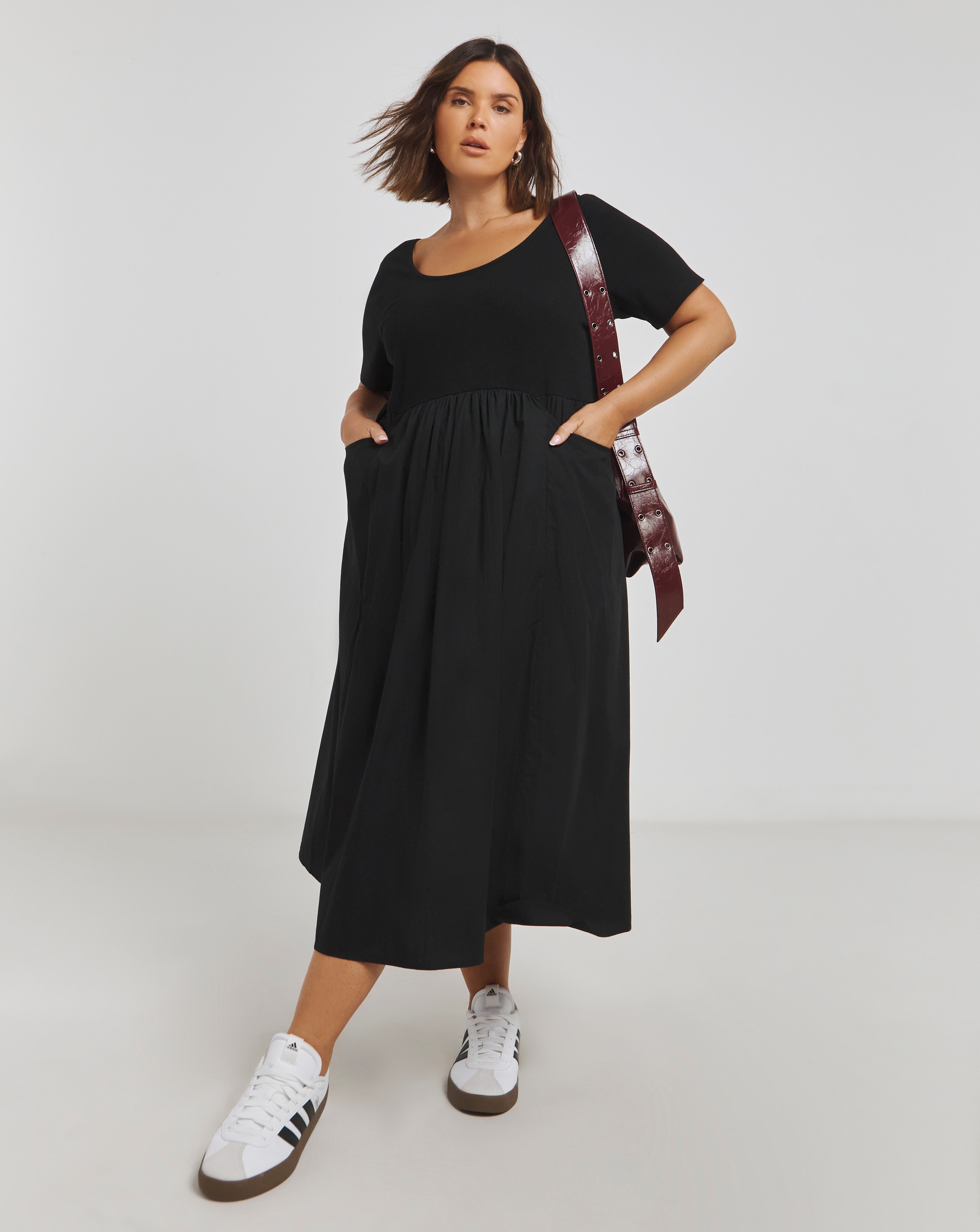 Jersey Poplin Mix Apron Dress