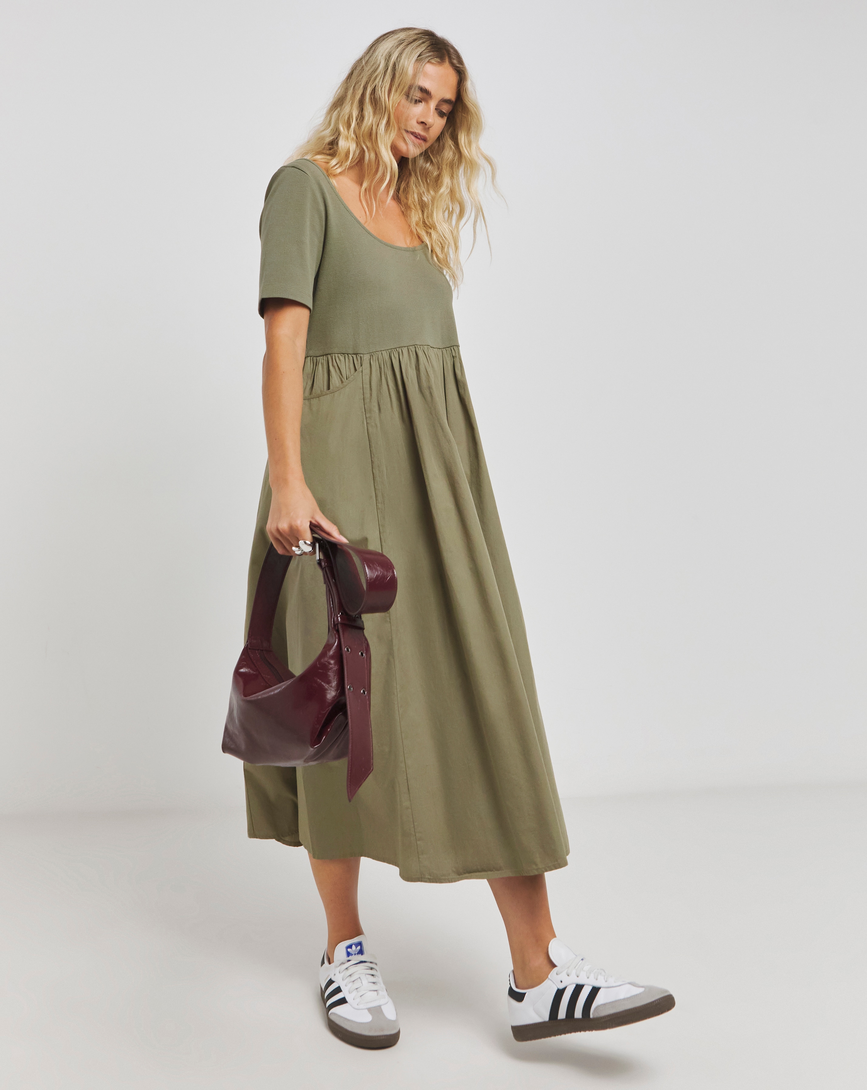 Jersey Poplin Mix Apron Dress