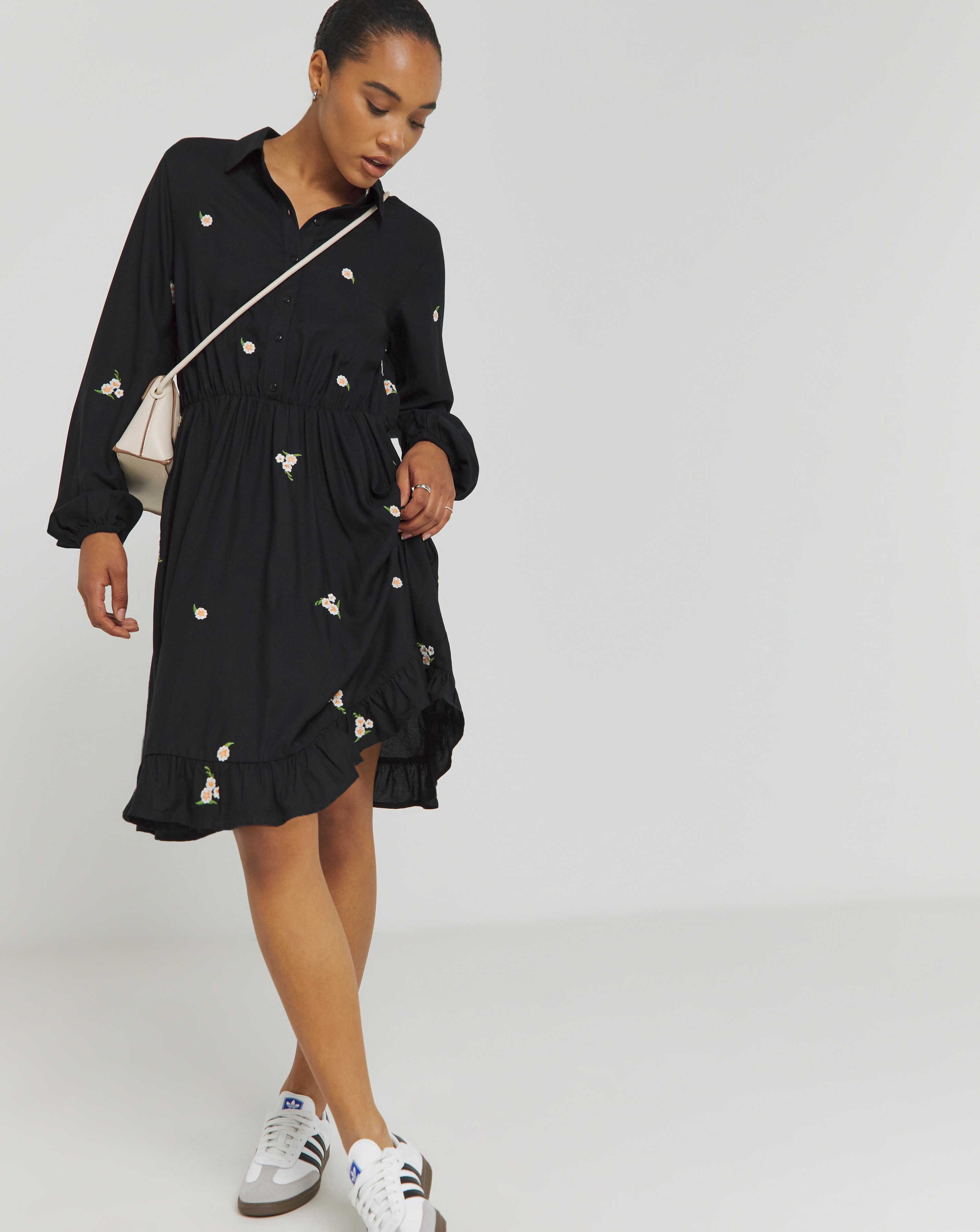 Ditsy Floral Embroidered Shirt Dress