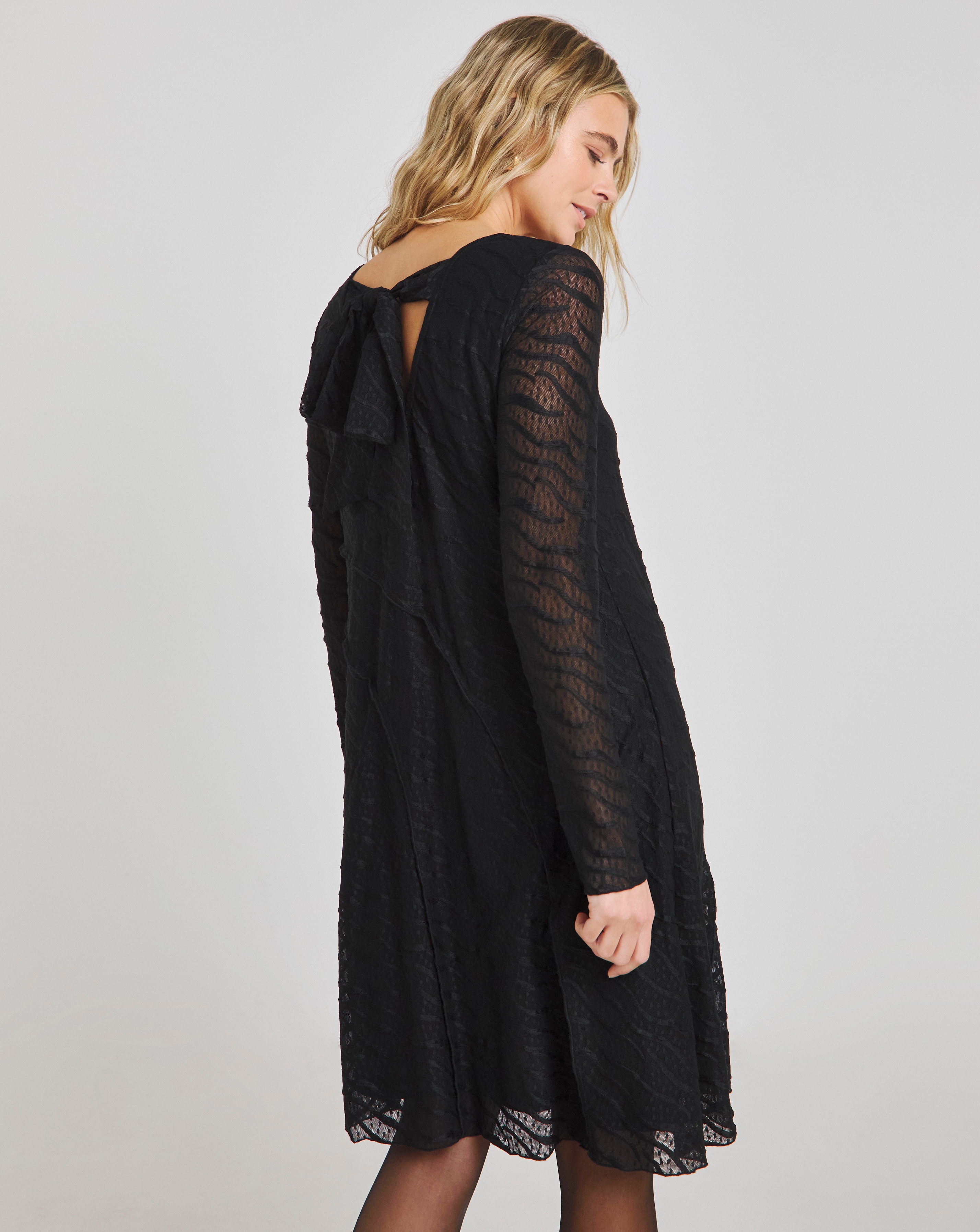 Black Textured Stretch Lace Dress