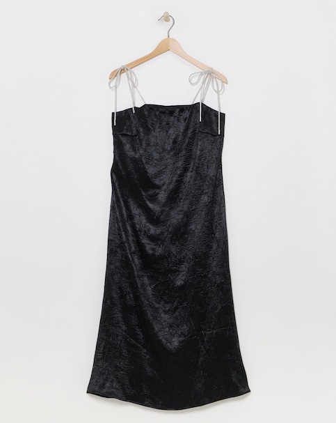 Black Liquid Satin Slip Dress