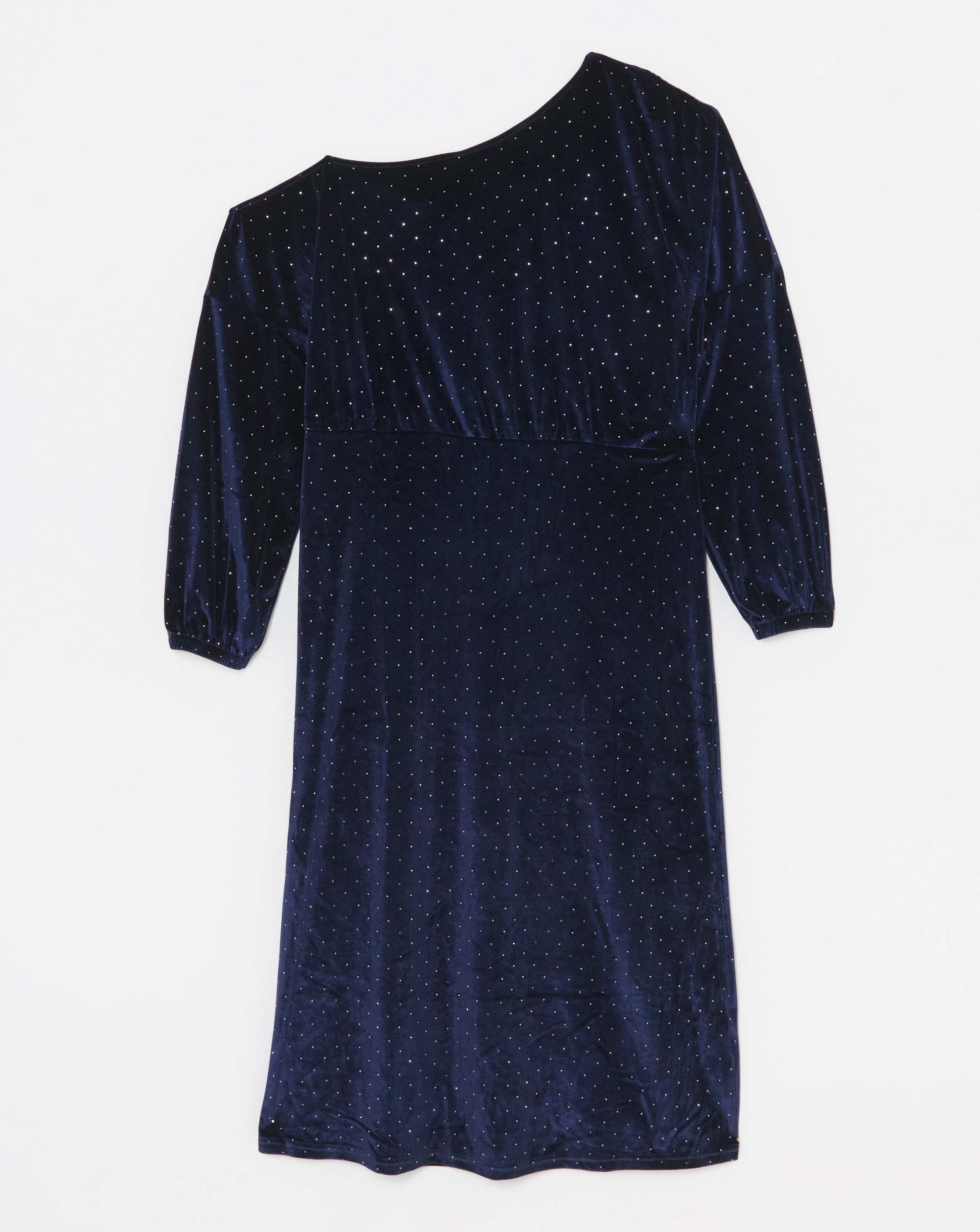 Navy Velour Hotfix Draped Midaxi Dress