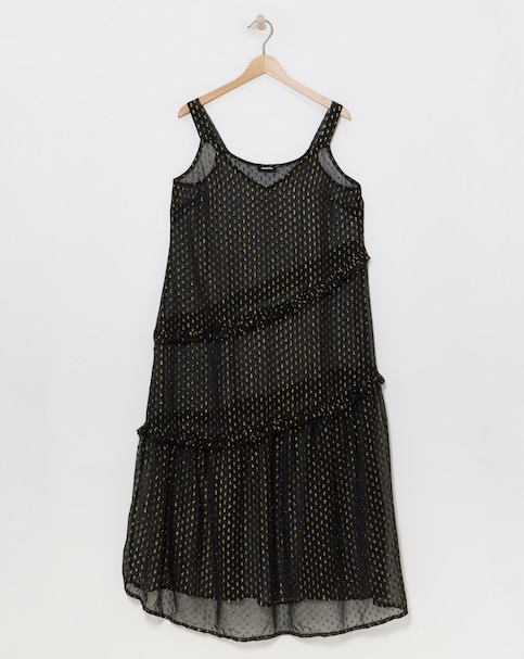 Black/Gold Dobby Overlay Dress