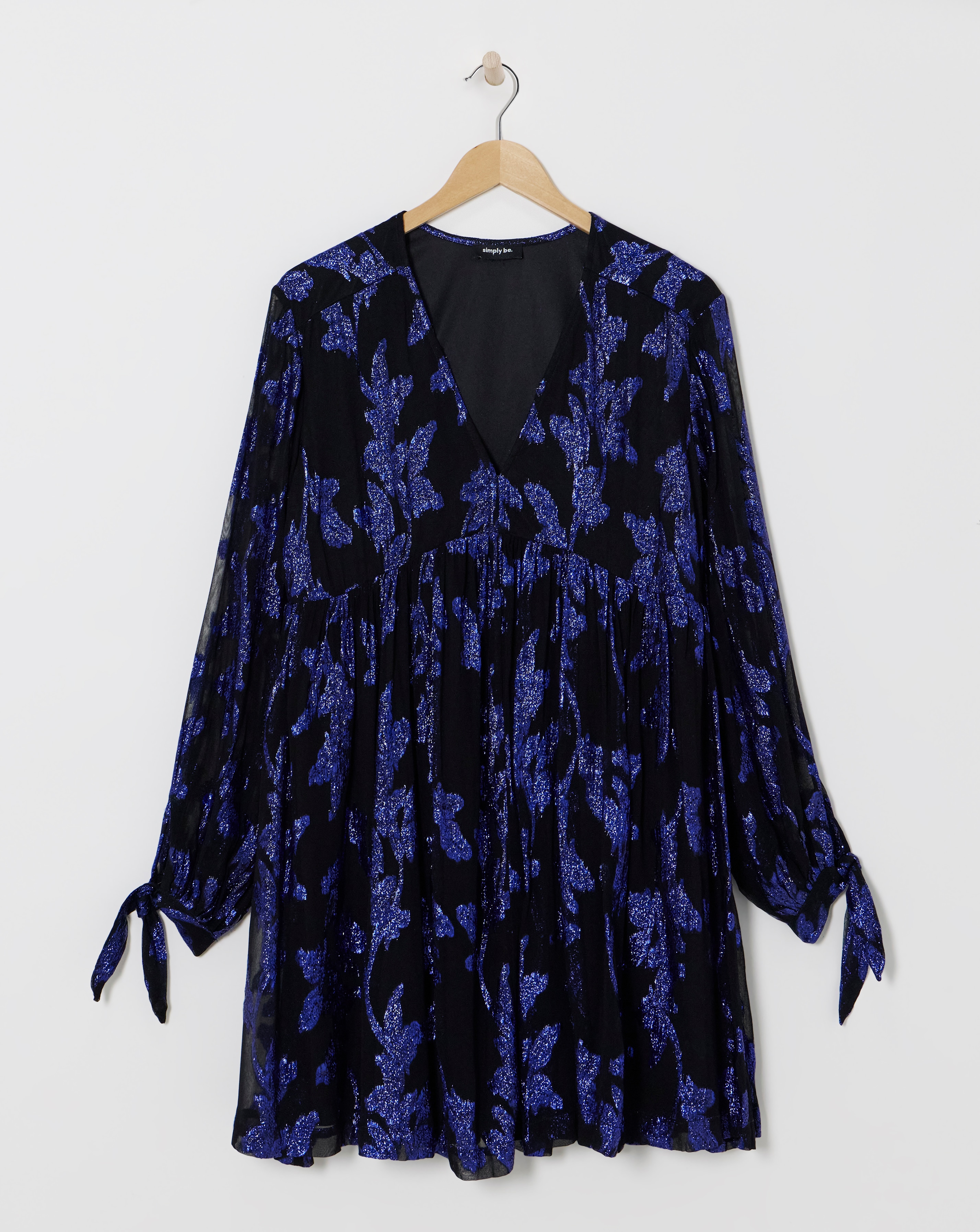 Blue/Black Jacquard Smock Dress