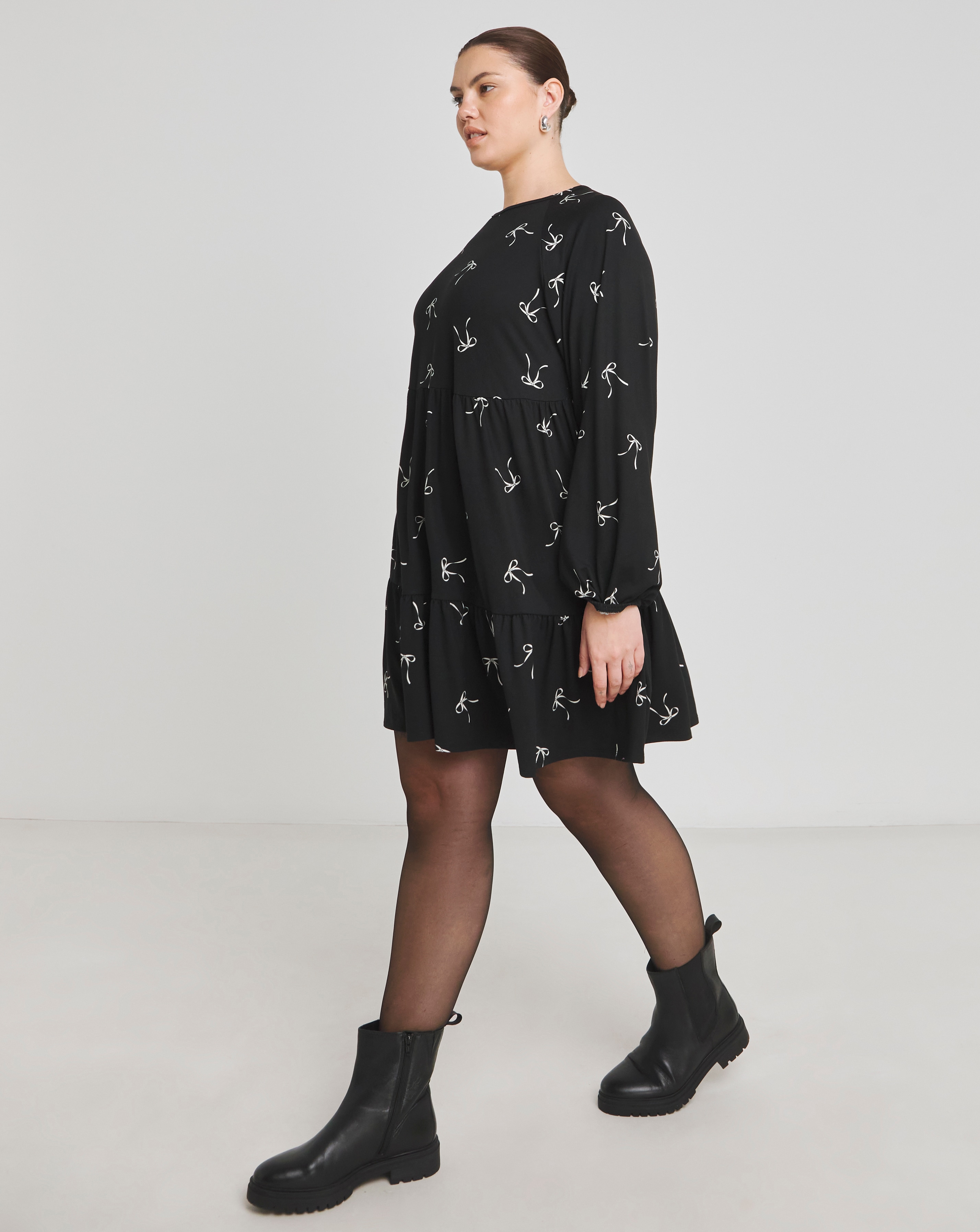 Bow Print Supersoft Smock Dress