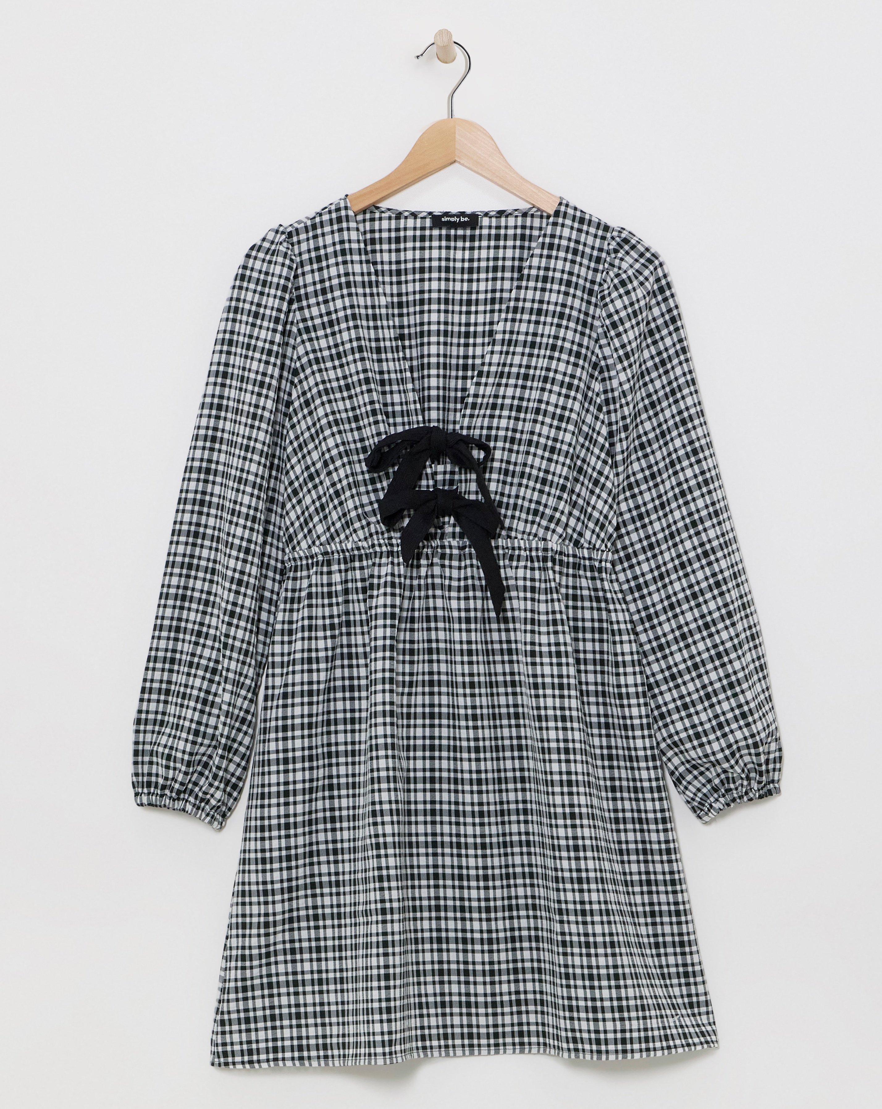 Checked Bow Detail Skater Dress