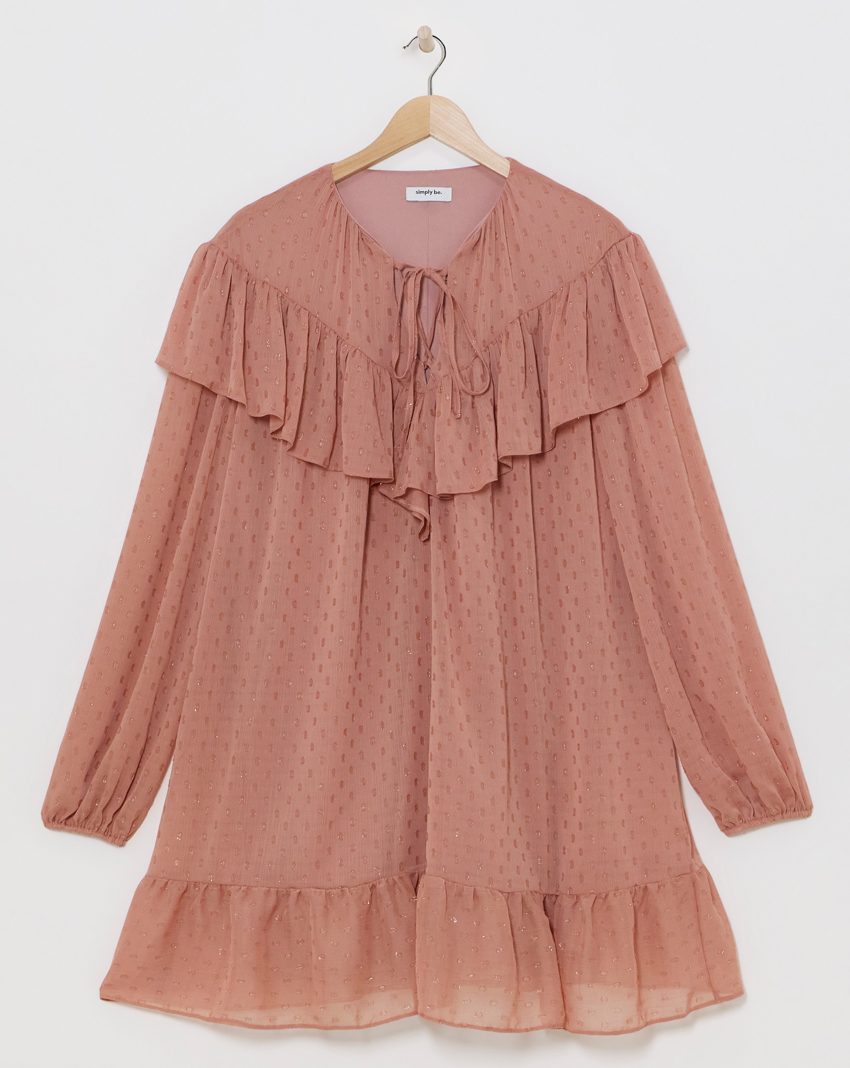 Lurex Dobby Frill Smock Dress