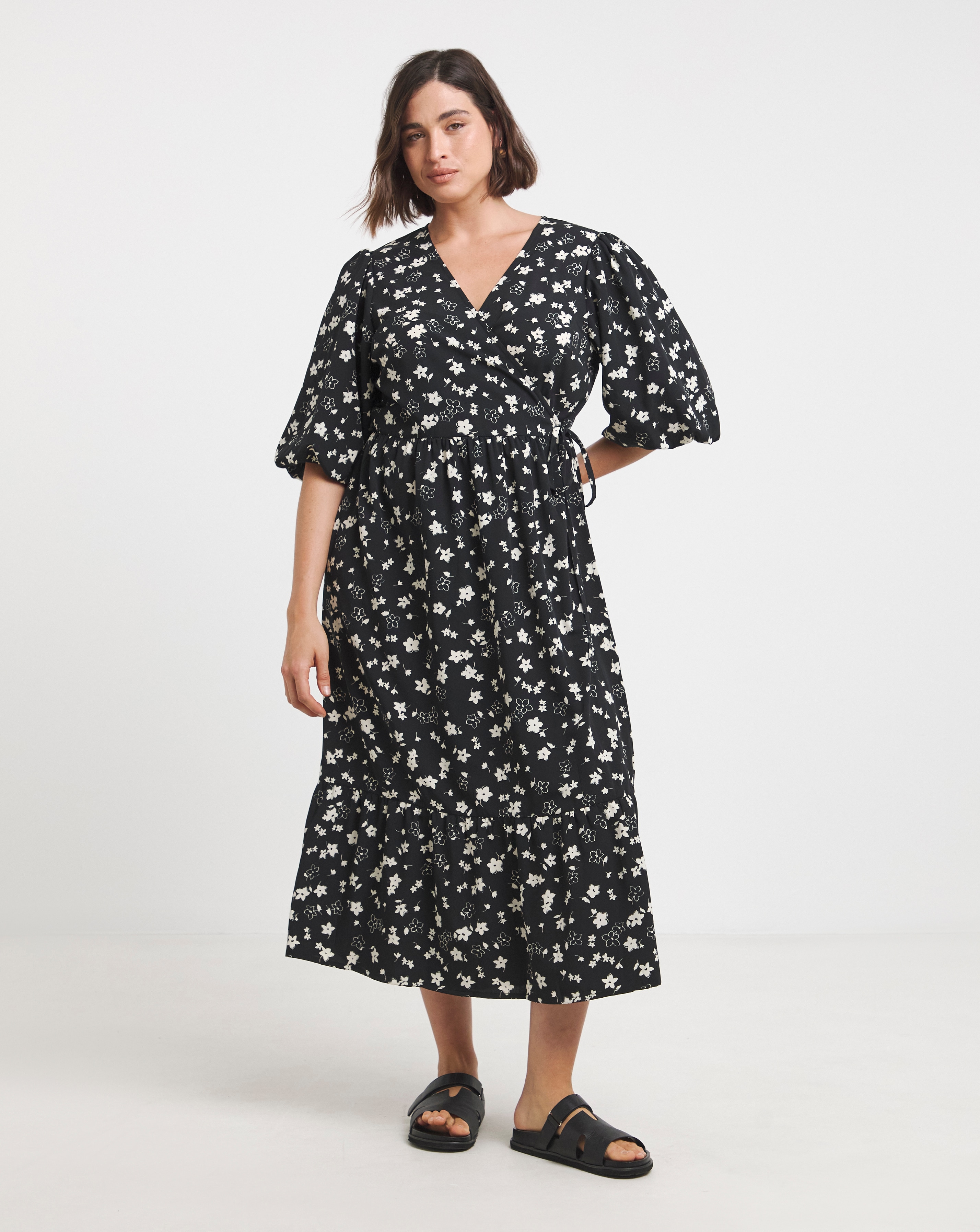 Ditsy Print Woven Midi Dress