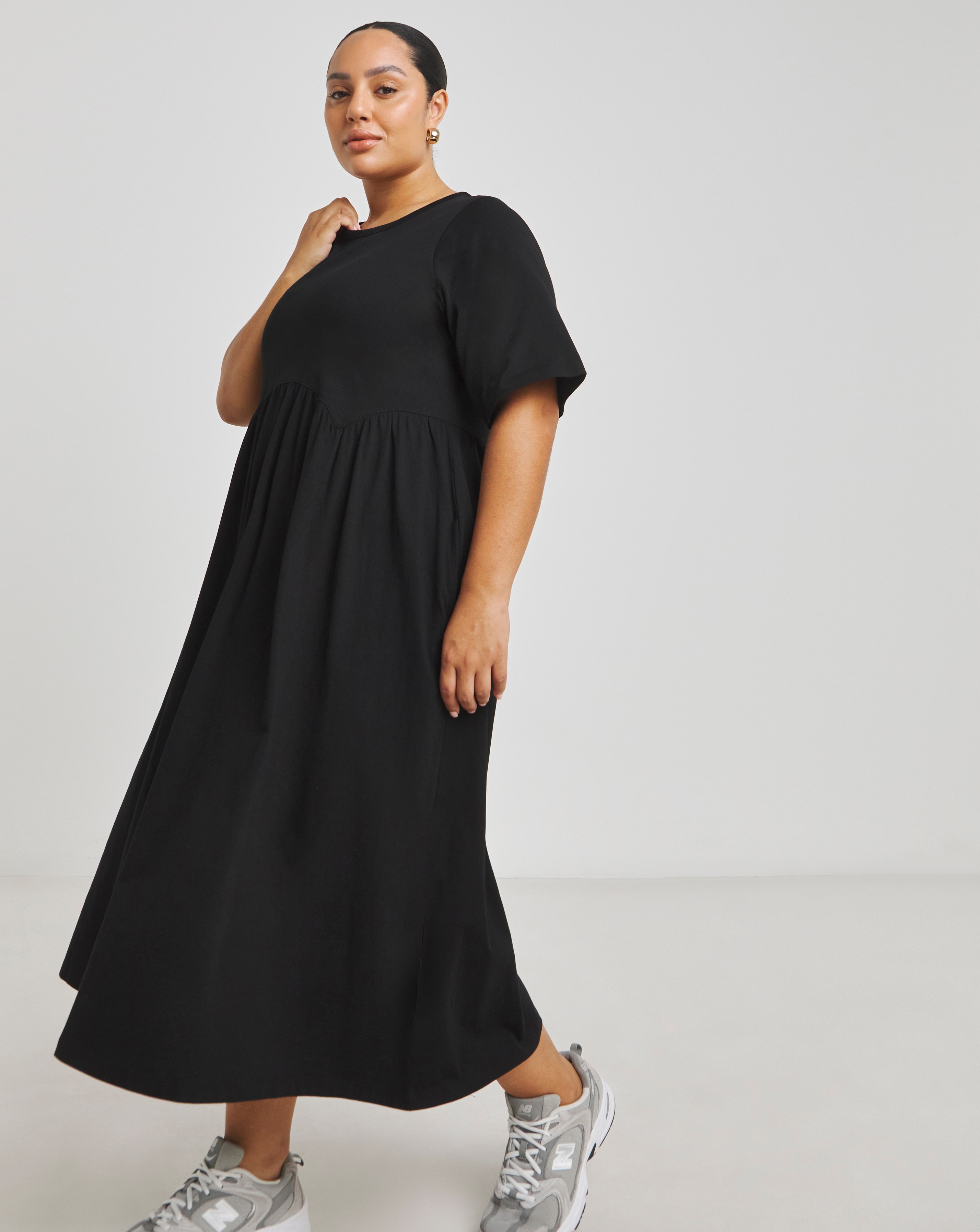 Simply Be Black Jersey Smock Midi Dress