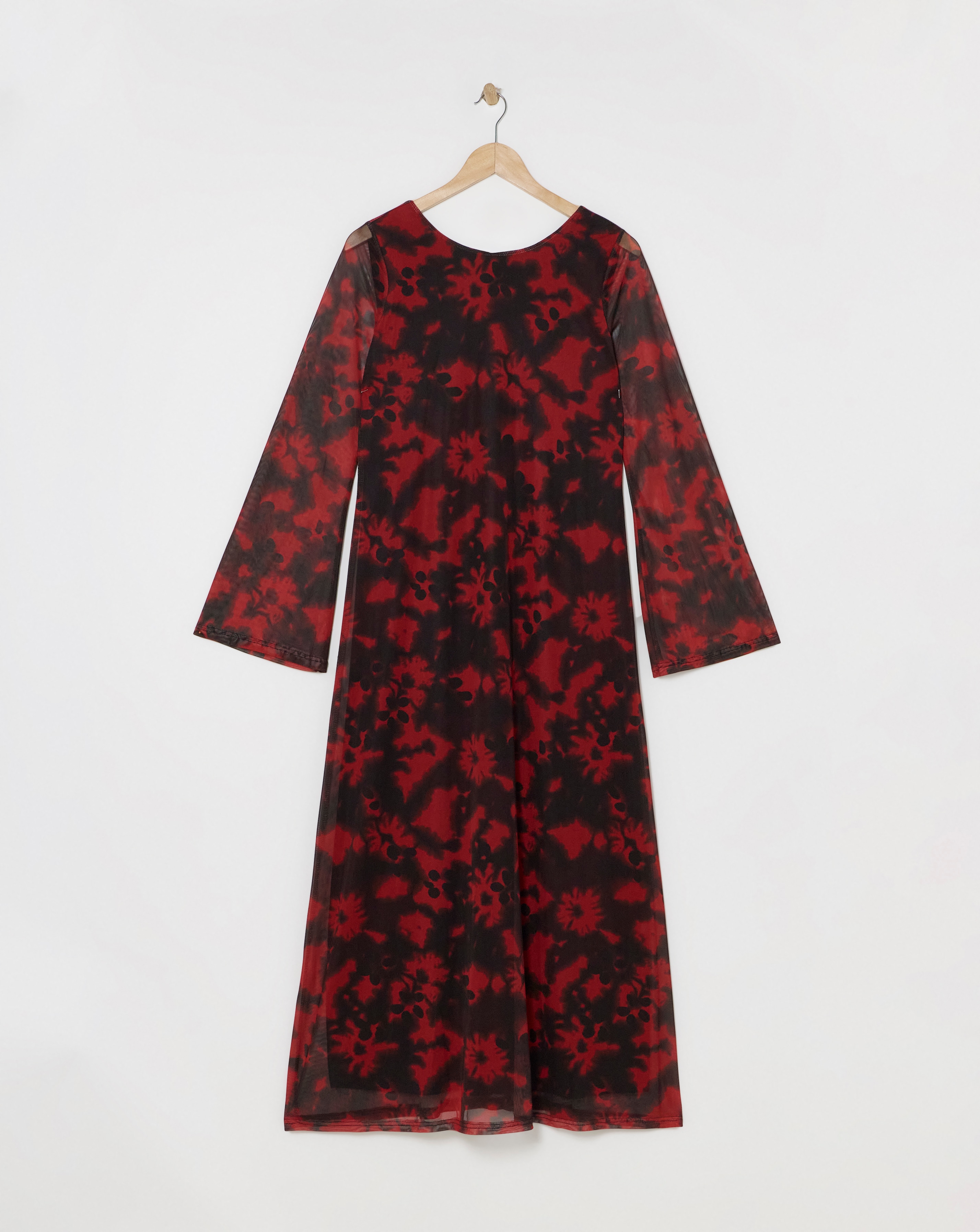 Printed Mesh Maxi Dress