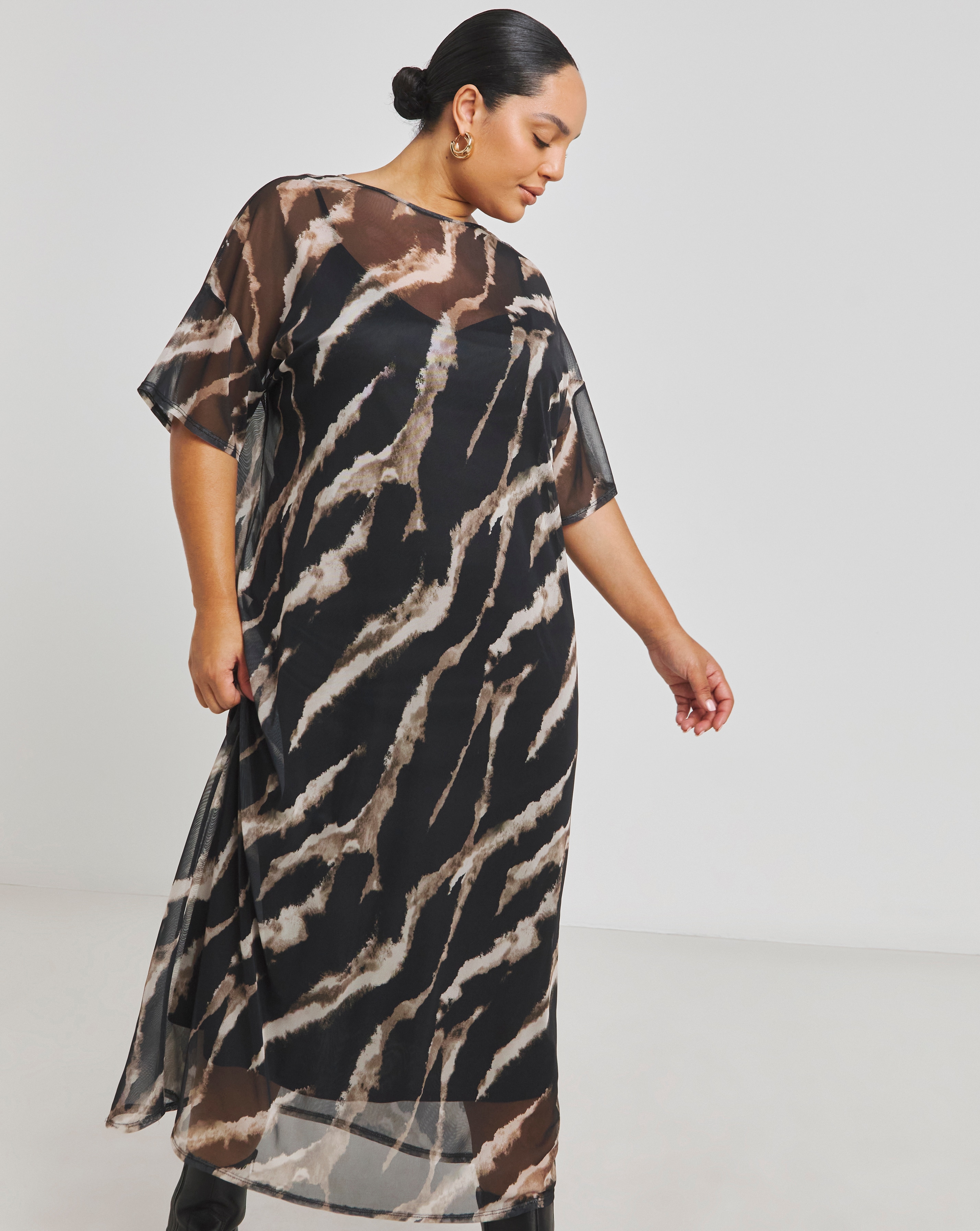 Printed Mesh T-Shirt Dress