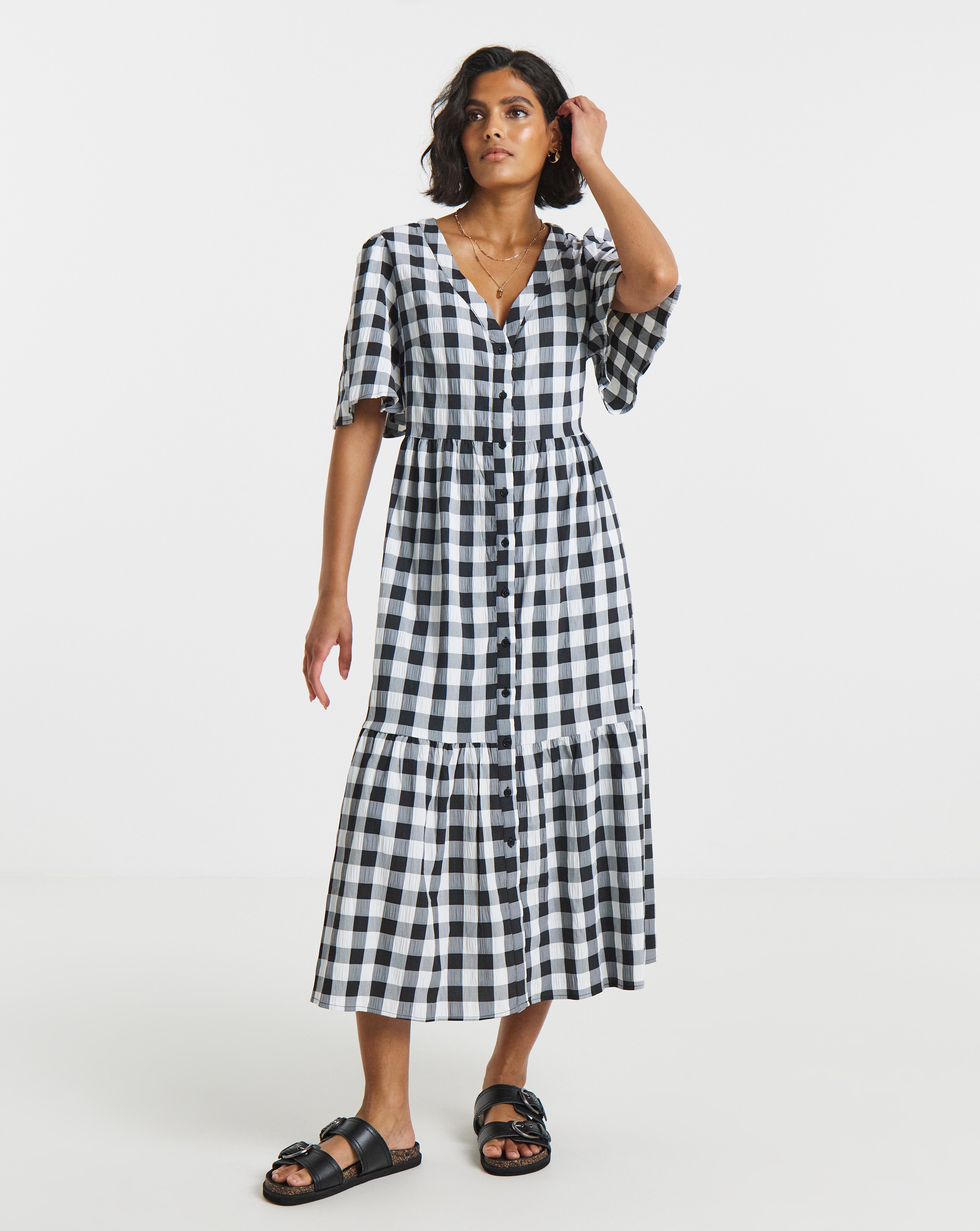 Gingham Midi Dress