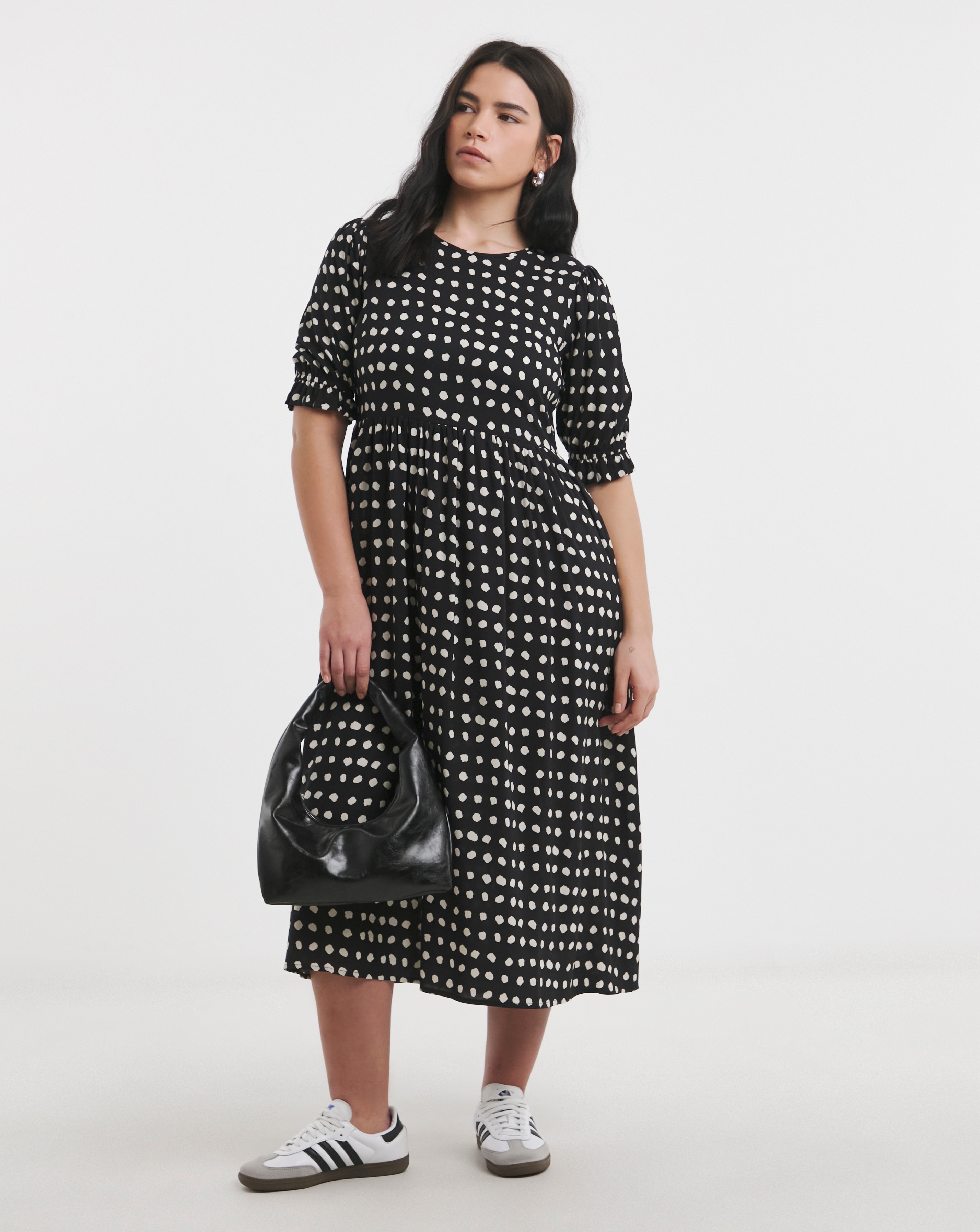 Printed Woven Midi Dress With Pockets