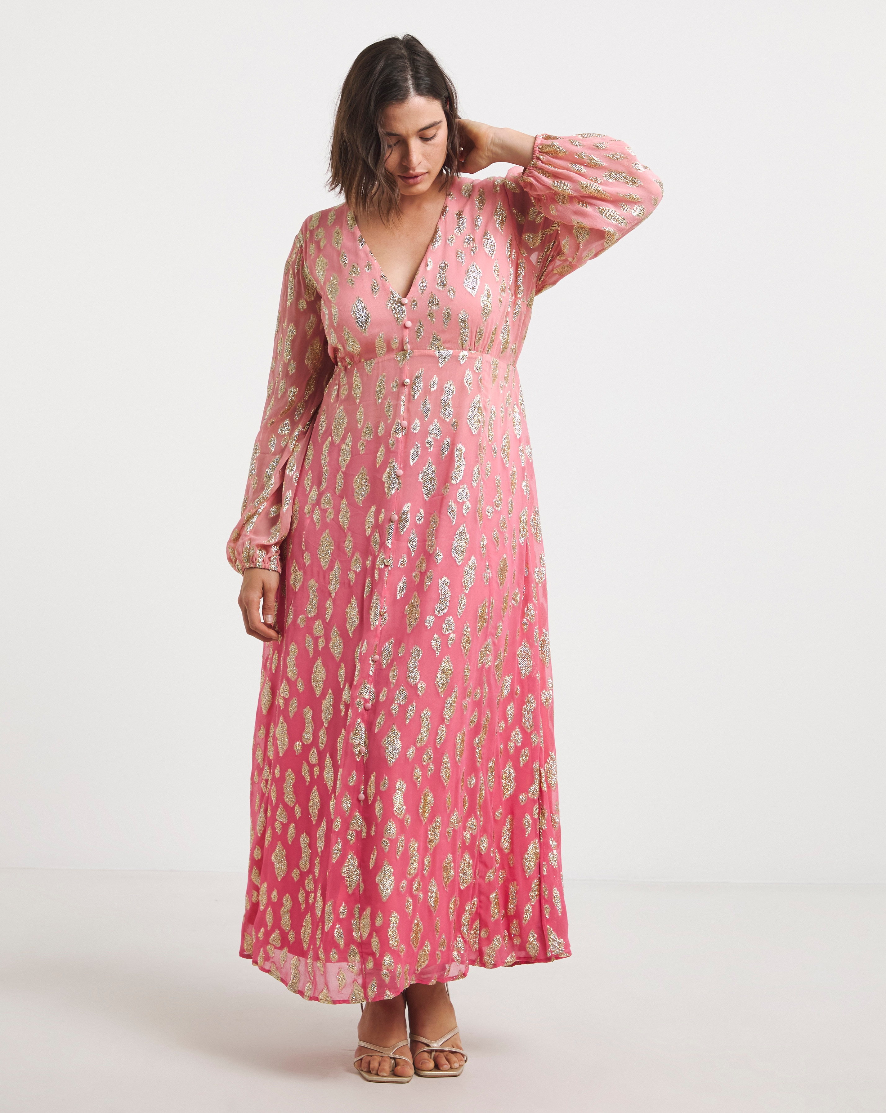 Simply Be Pink Ombre Jacquard Maxi Dress