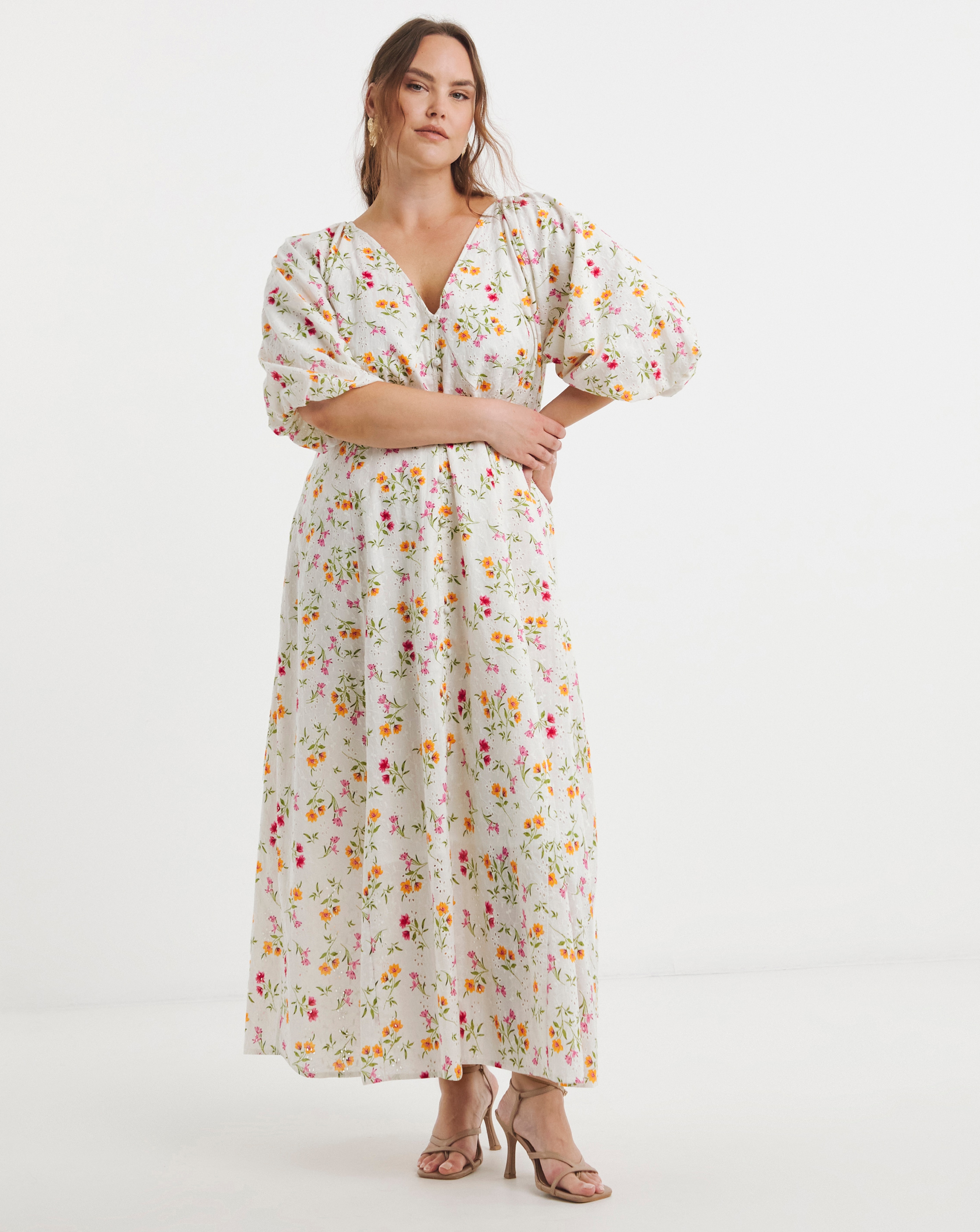 Simply Be Floral Broderie Midi Dress