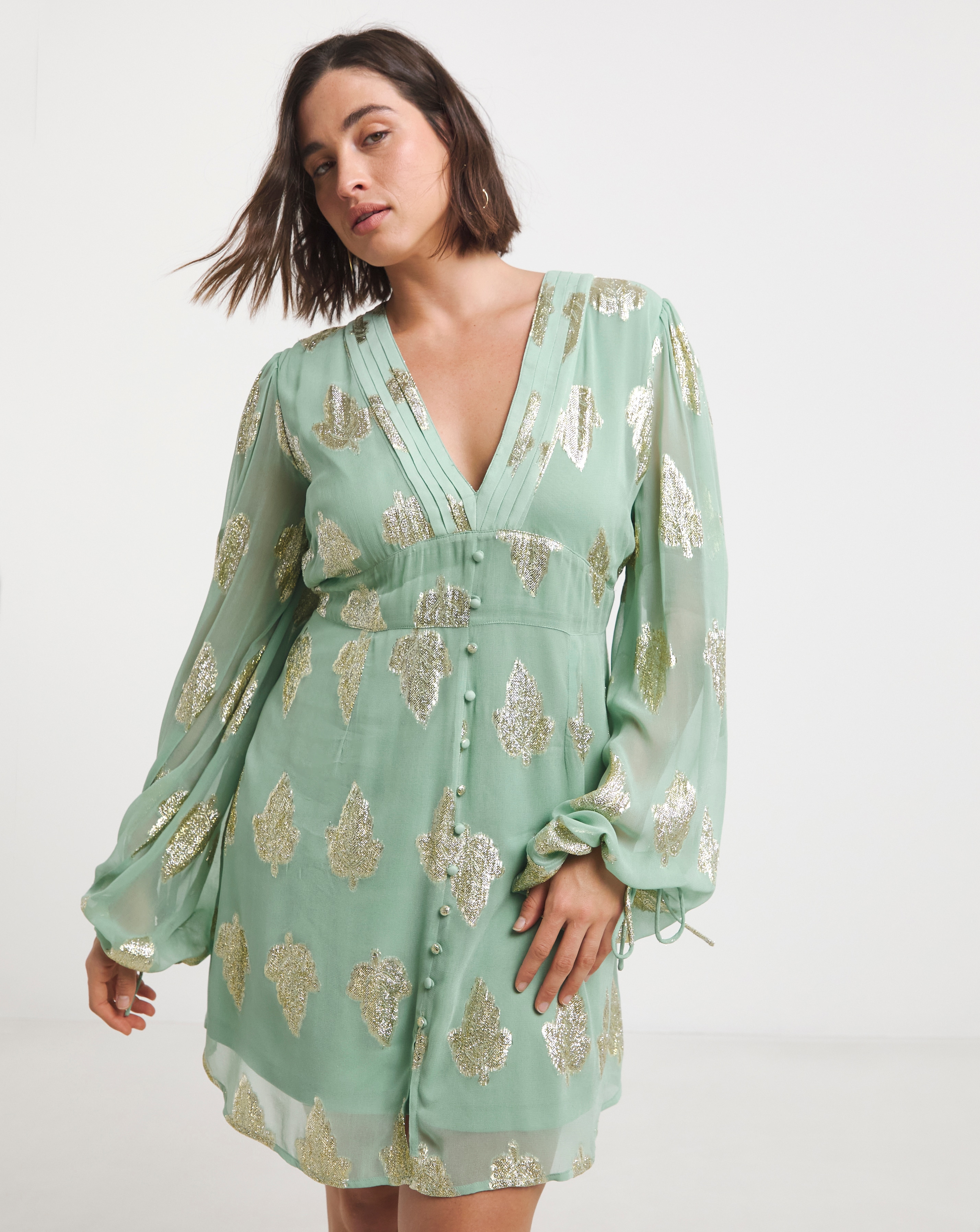 Simply Be Sage Jacquard Skater Dress