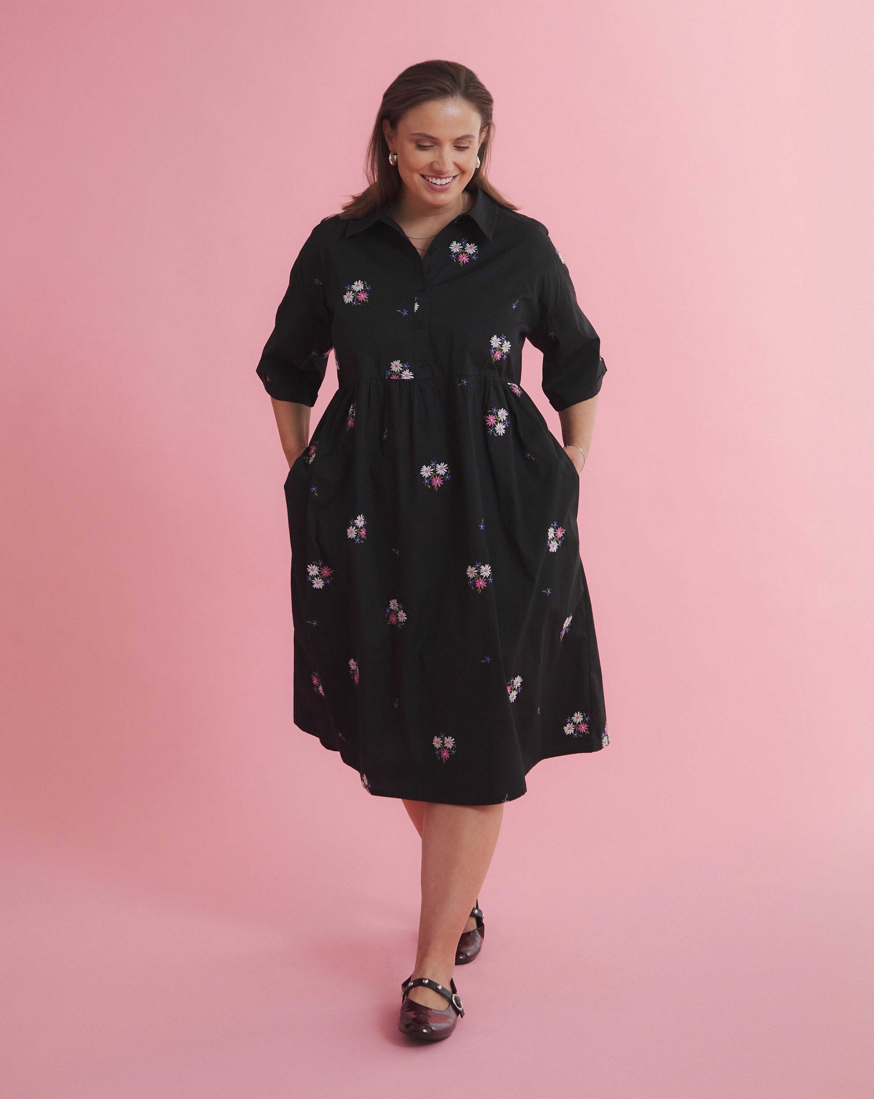 Embroidered Shirt Dress