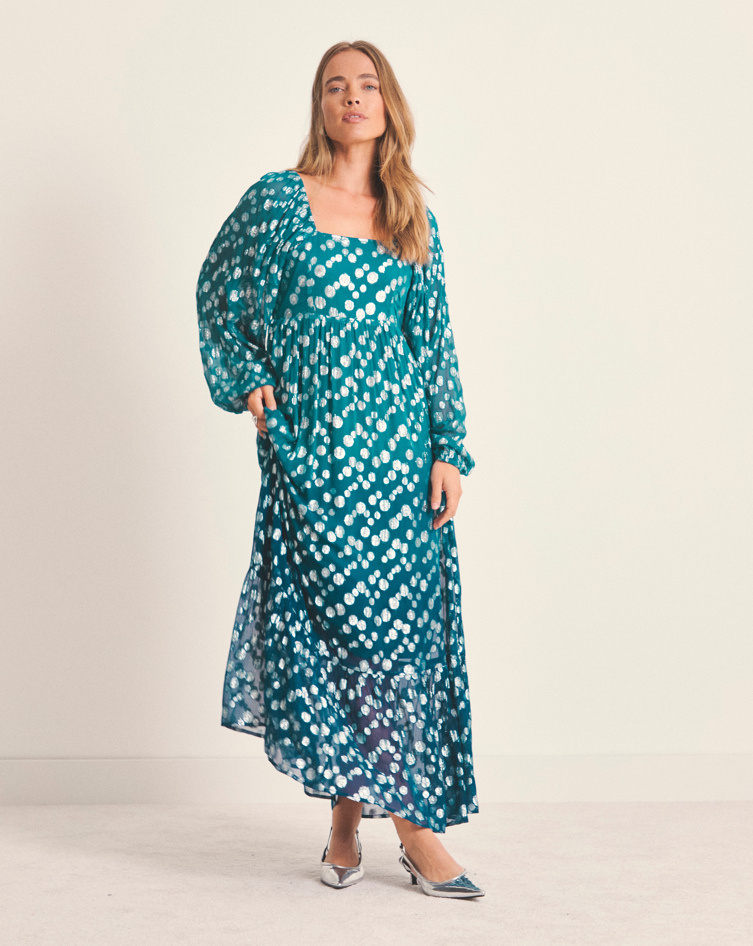 Ombre Dobby Jacquard Smock Dress