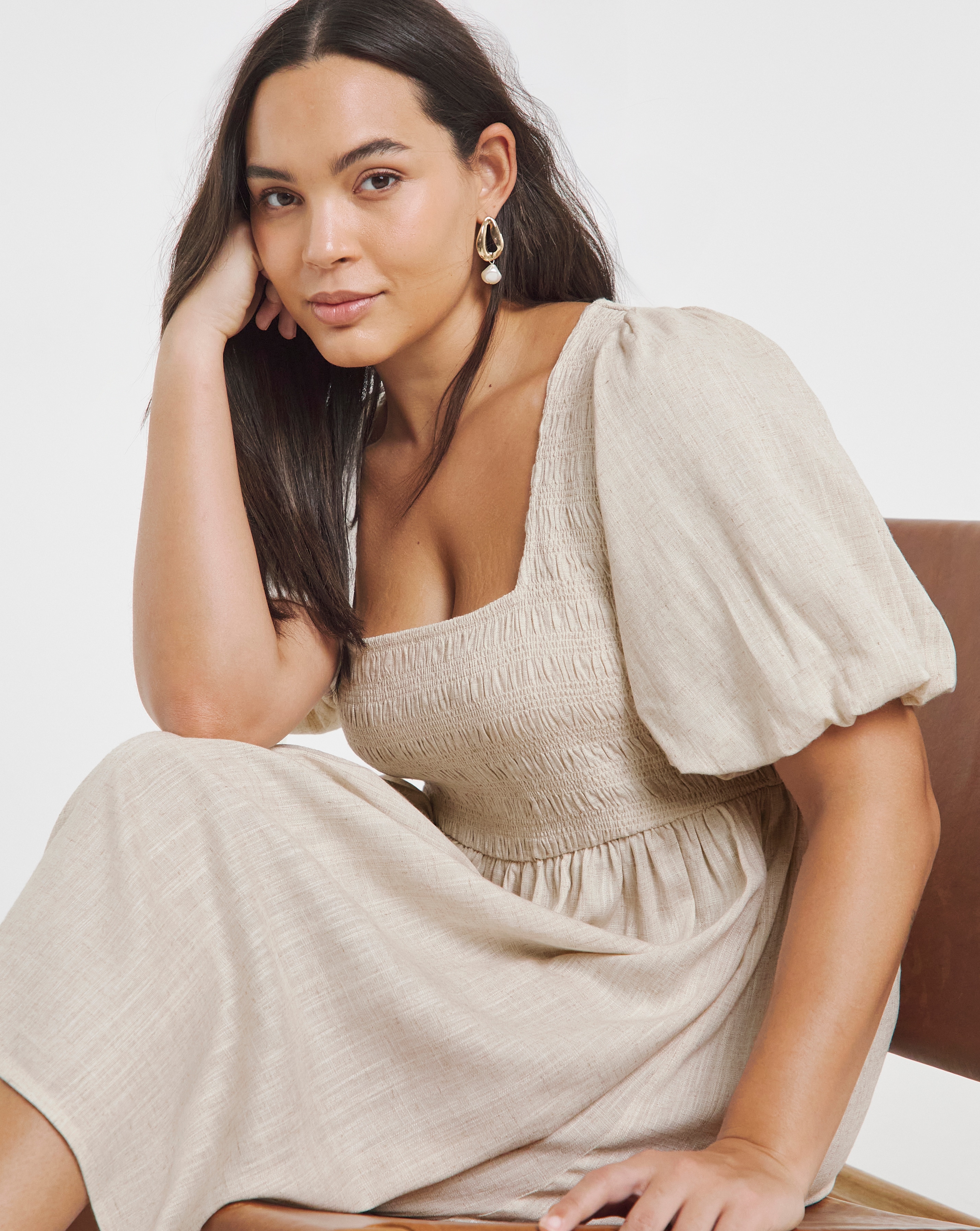 Simply Be Natural Shirred Skater Dress