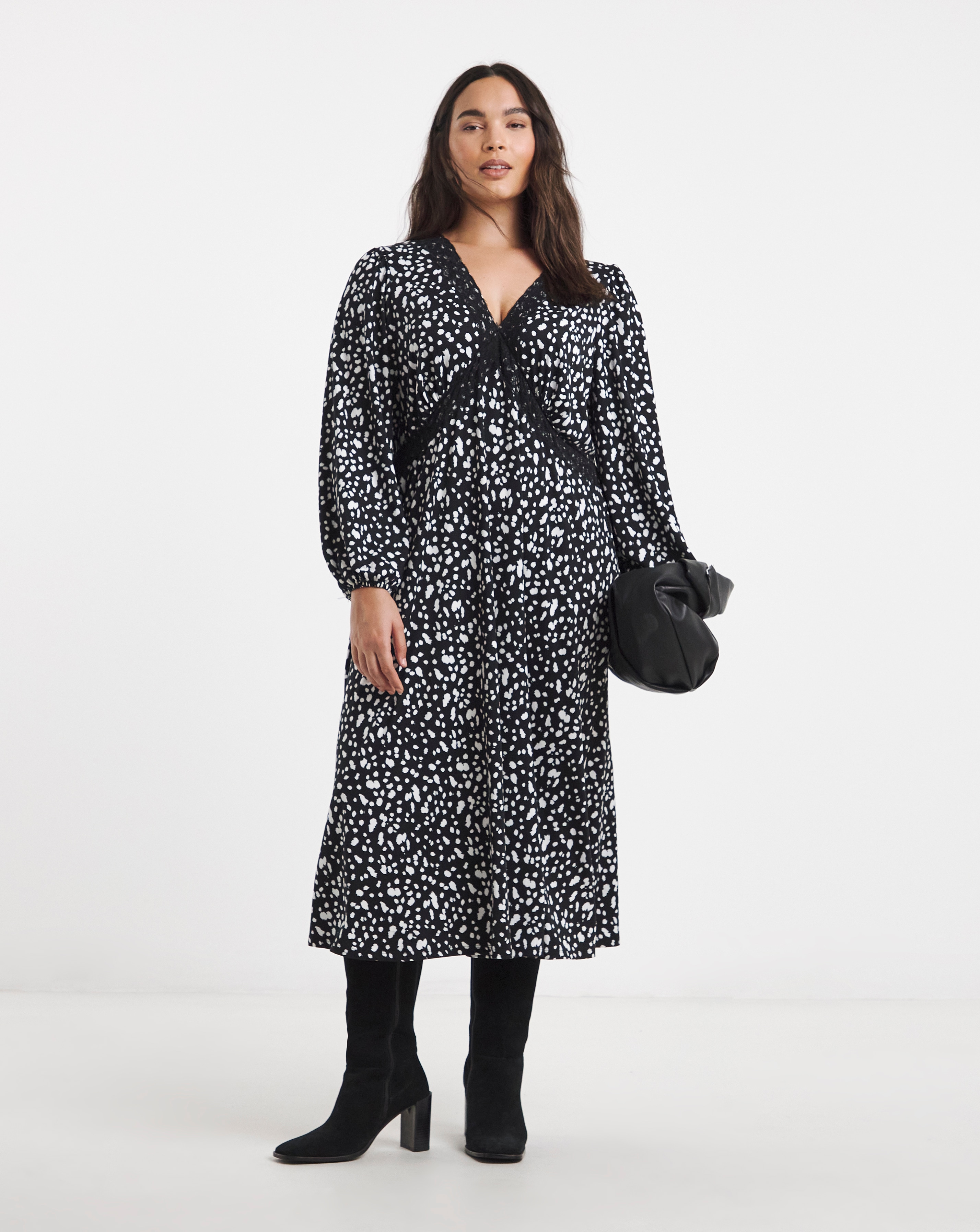 Supersoft Lace Trim Midi Dress