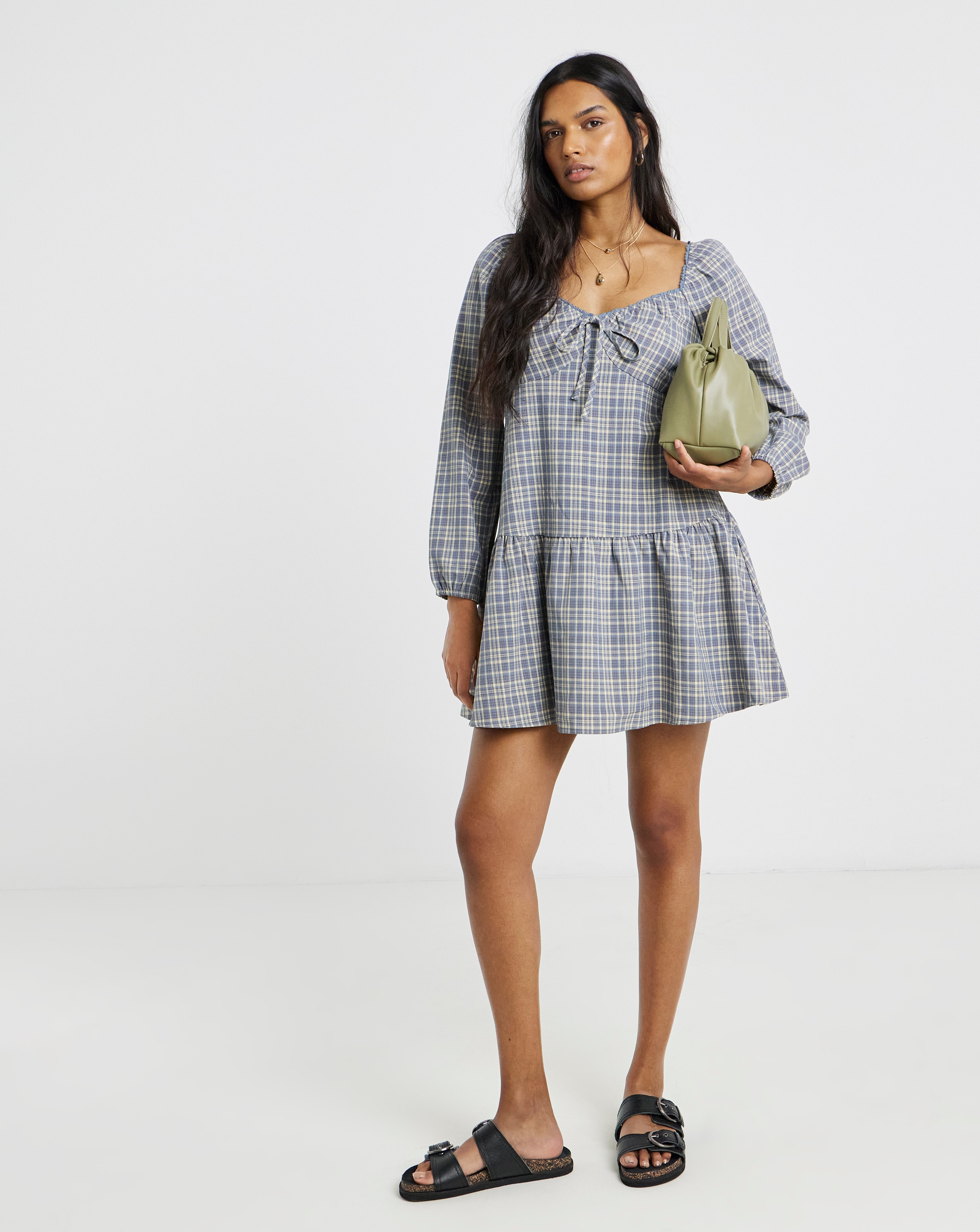 New In - Check Drop Waist Dress