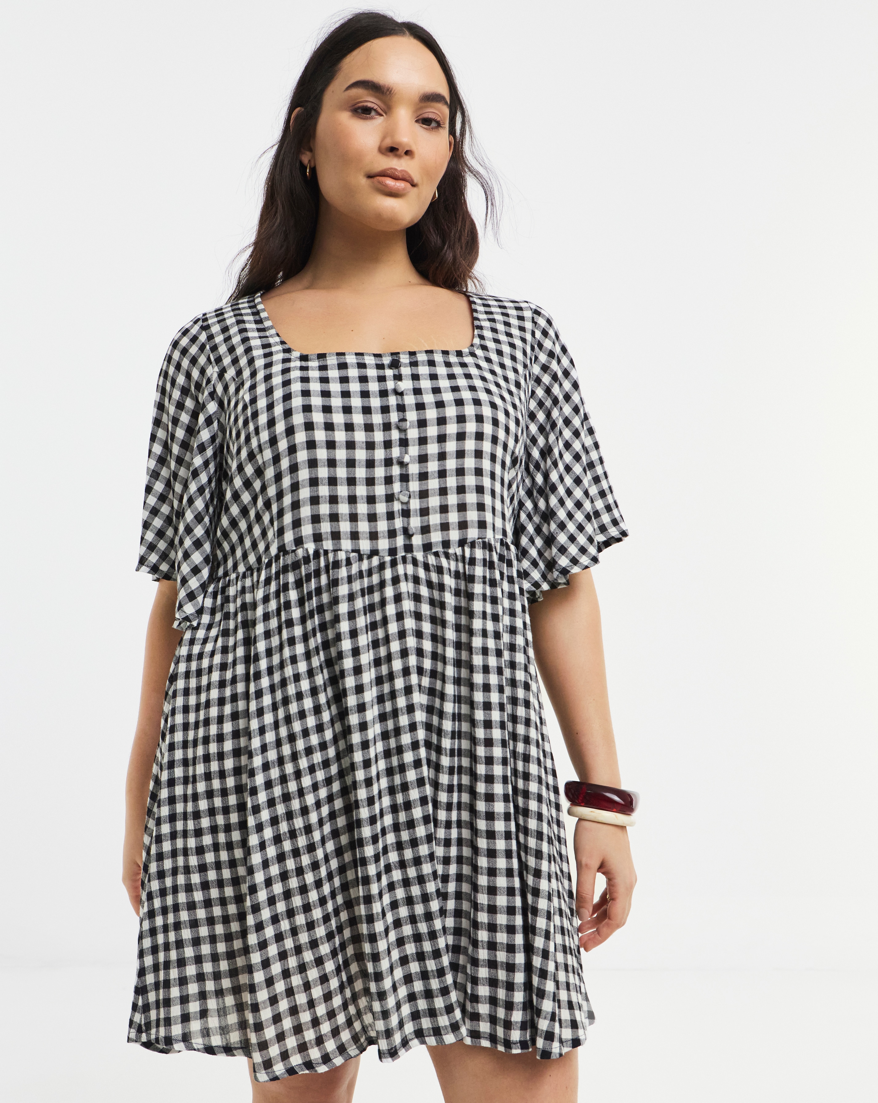 Gingham Historic Detail Skater Dress