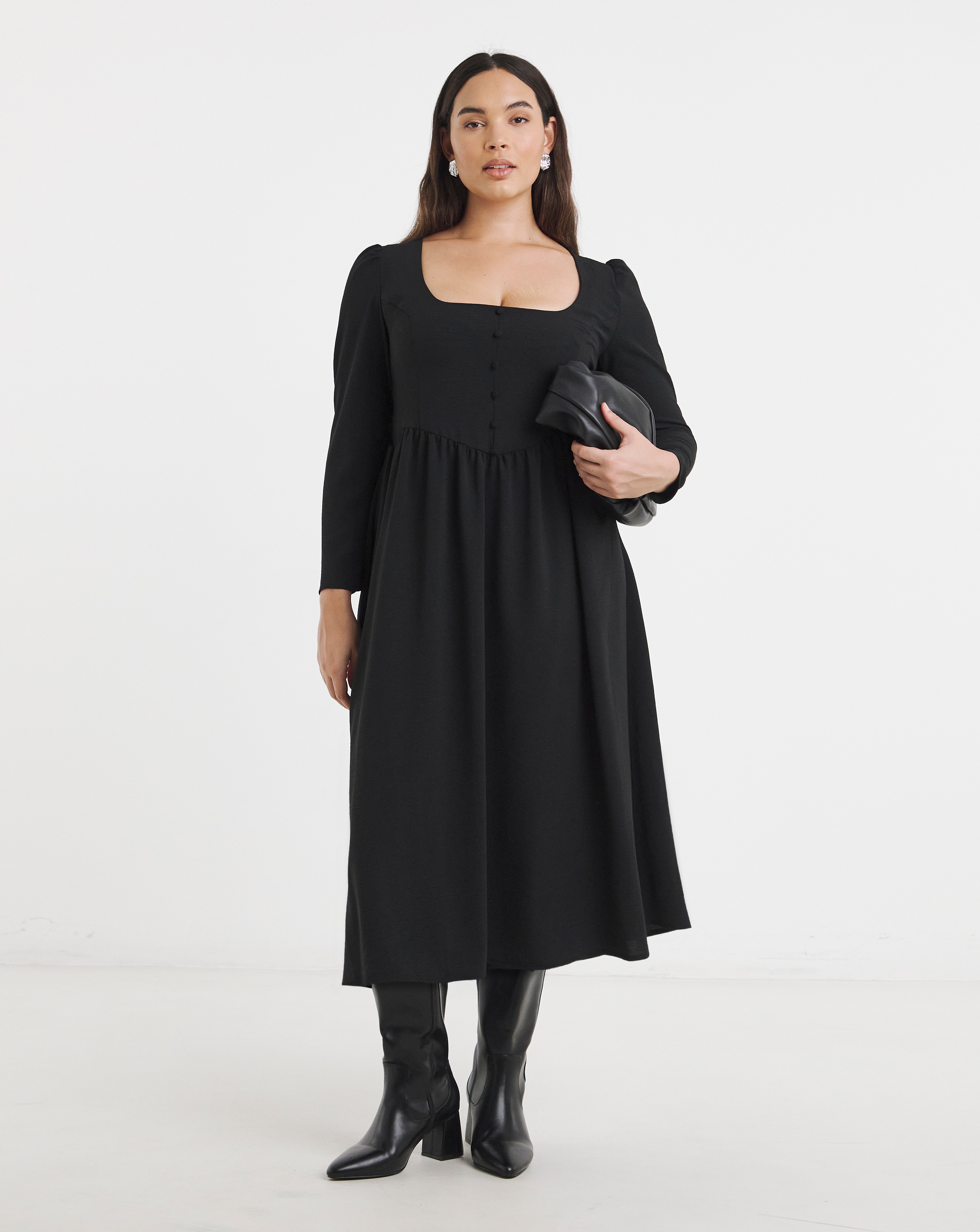 Historic Detail Crepe Midi Dress
