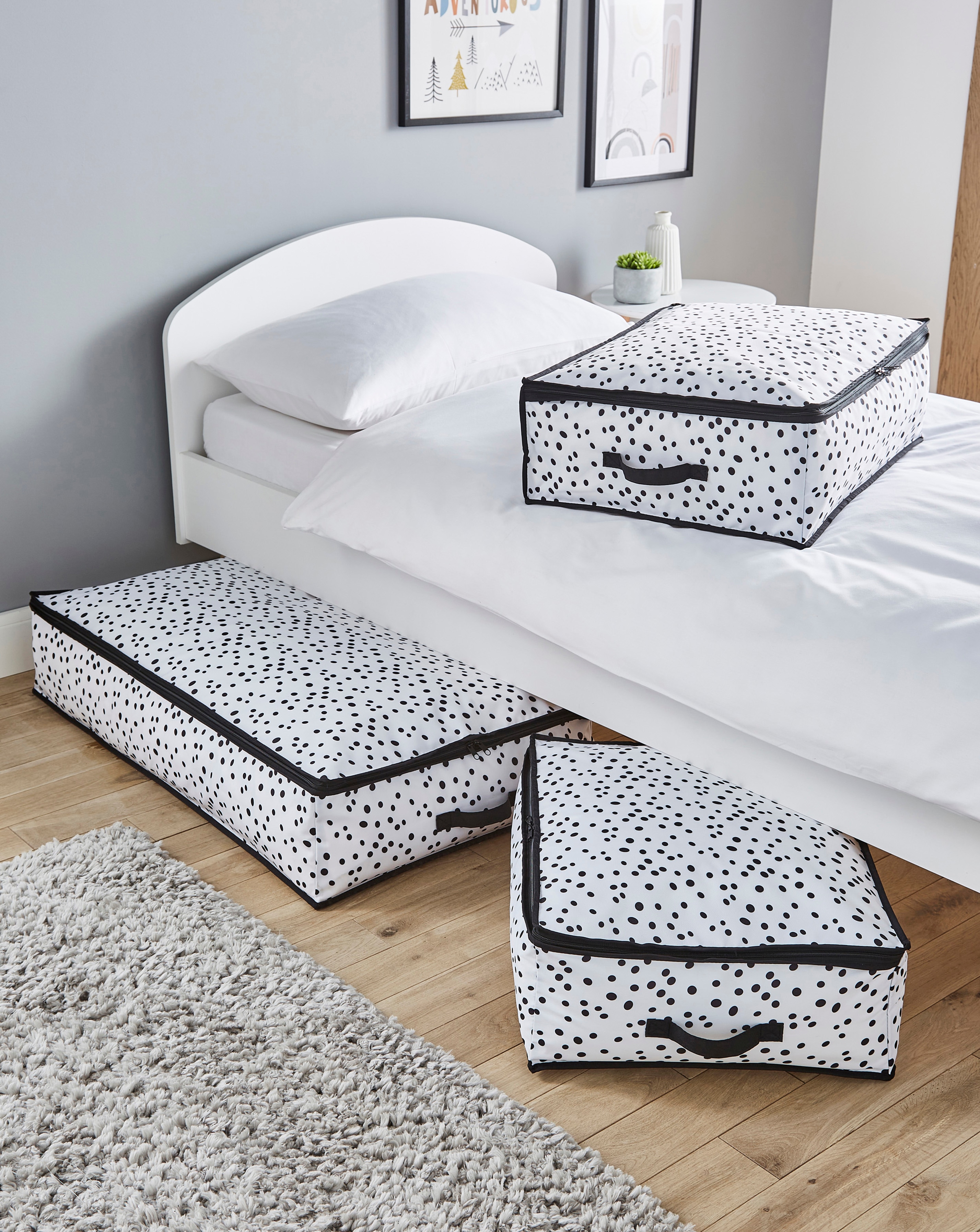 Set of 3 Spotty Underbed Storage Boxes