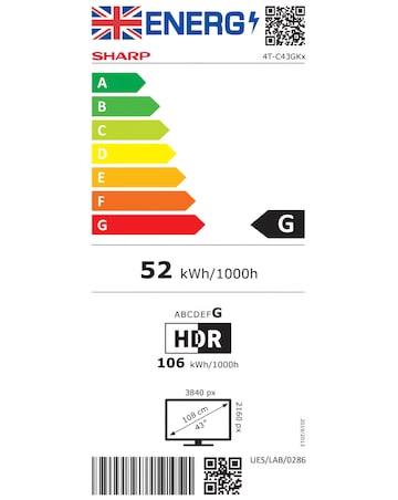 Sharp 4T-C43GK4245KB 43in Smart Ultra HD Tivo LED TV