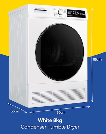 Russell Hobbs RH8CTD111W 8kg Condenser Tumble Dryer White + Install