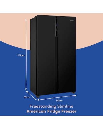 Russell Hobbs RH90AFF201B Slim American Fridge Freezer Black + Install