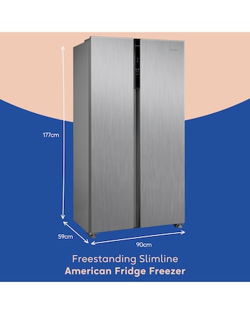 Russell Hobbs RH90AFF201SS Slim American Fridge Freezer Inox + Install