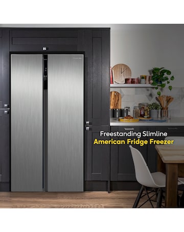 Russell Hobbs RH90AFF201SS Slim American Fridge Freezer Inox + Install