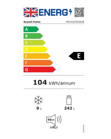 Russell Hobbs RH143LF552E1B Upright Freestanding Larder Fridge Black + Install